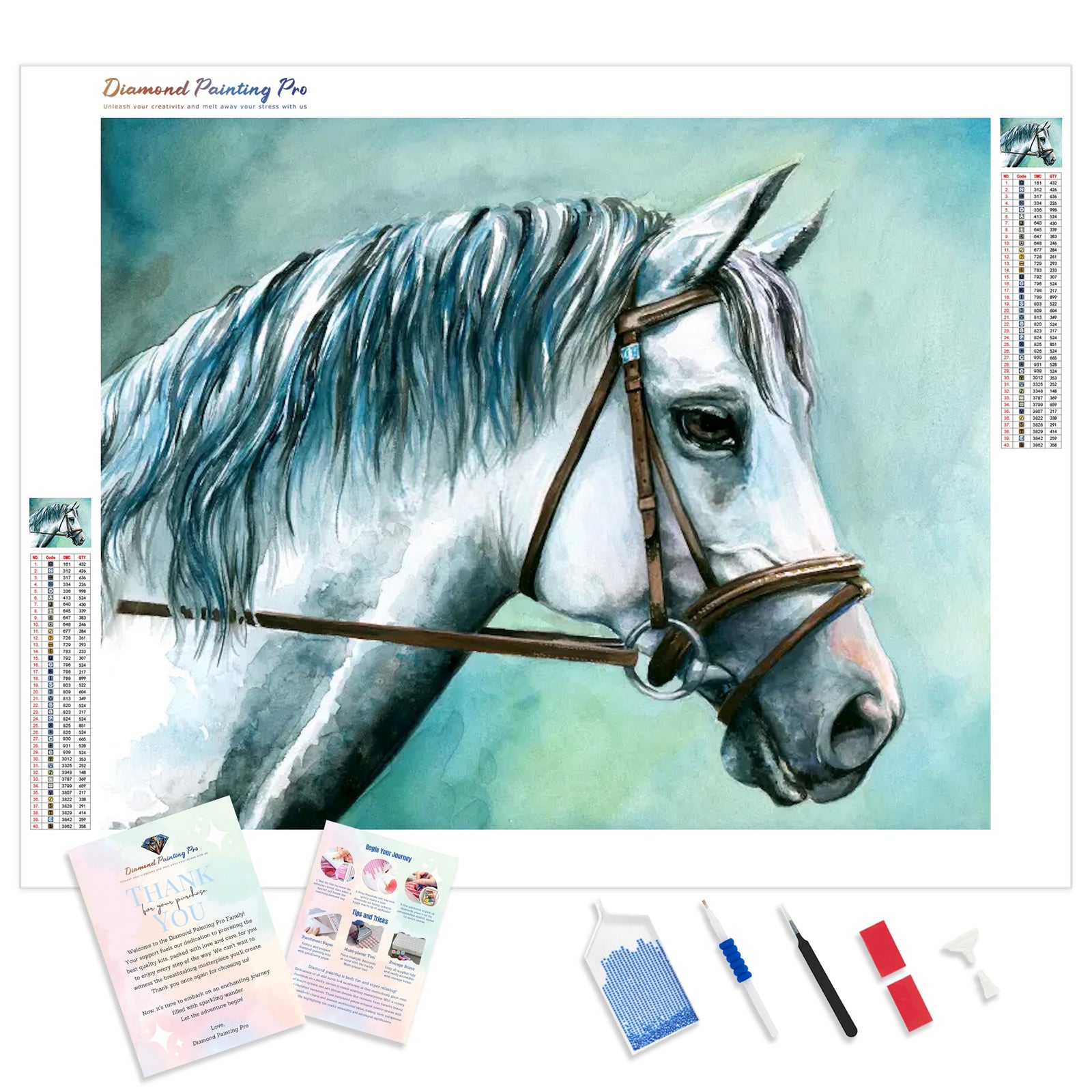 Gray Horse | Diamond Painting Kit - Full Drill - Square or Round Diamonds with AB Drills Option