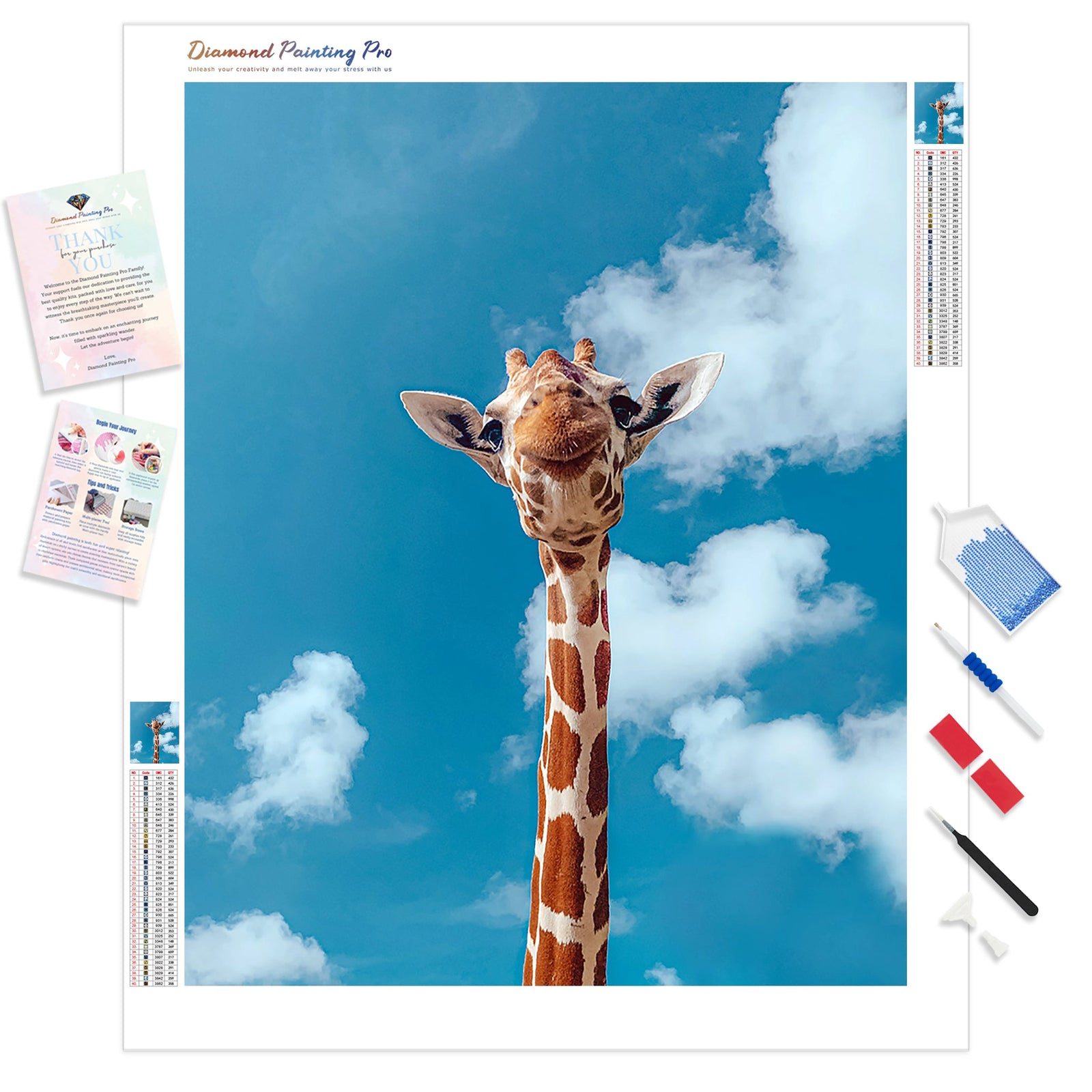 Lovely Smile from this adorable Giraffe | Diamond Painting Kit - Full Drill - Square or Round Diamonds with AB Drills Option