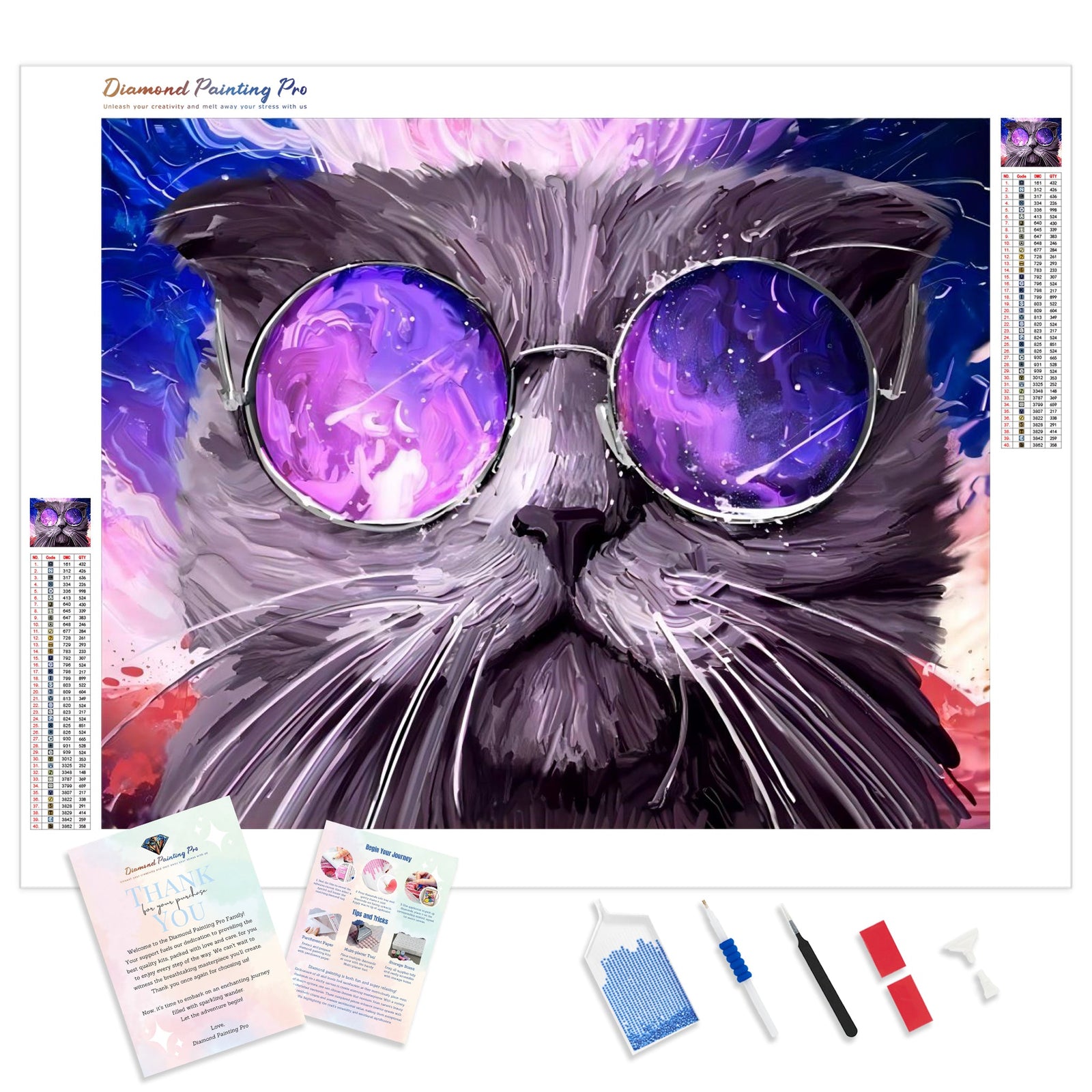 Space Cat | Diamond Painting Kit - Full Drill - Square or Round Diamonds with AB Drills Option