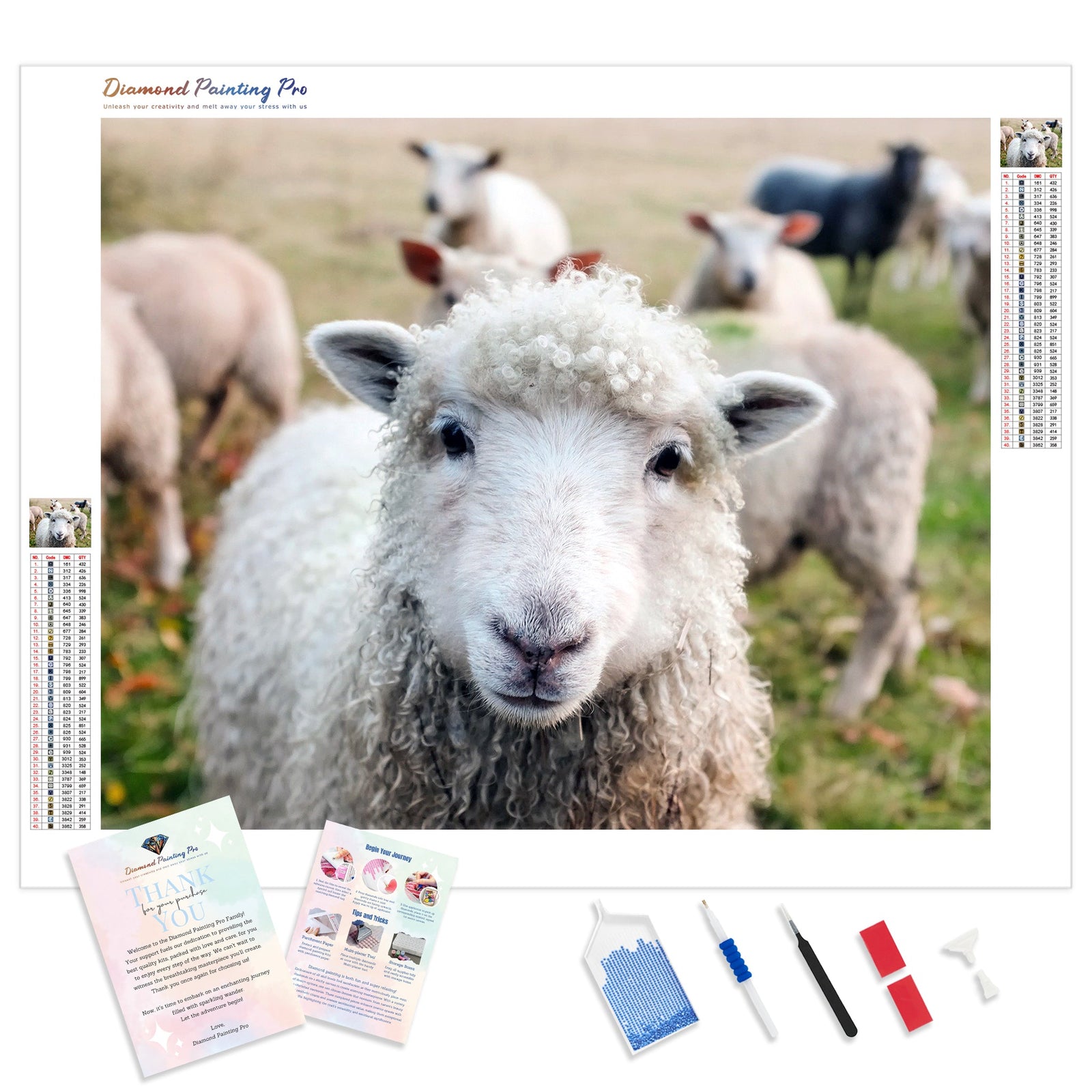 White Sheep | Diamond Painting Kit - Full Drill - Square or Round Diamonds with AB Drills Option