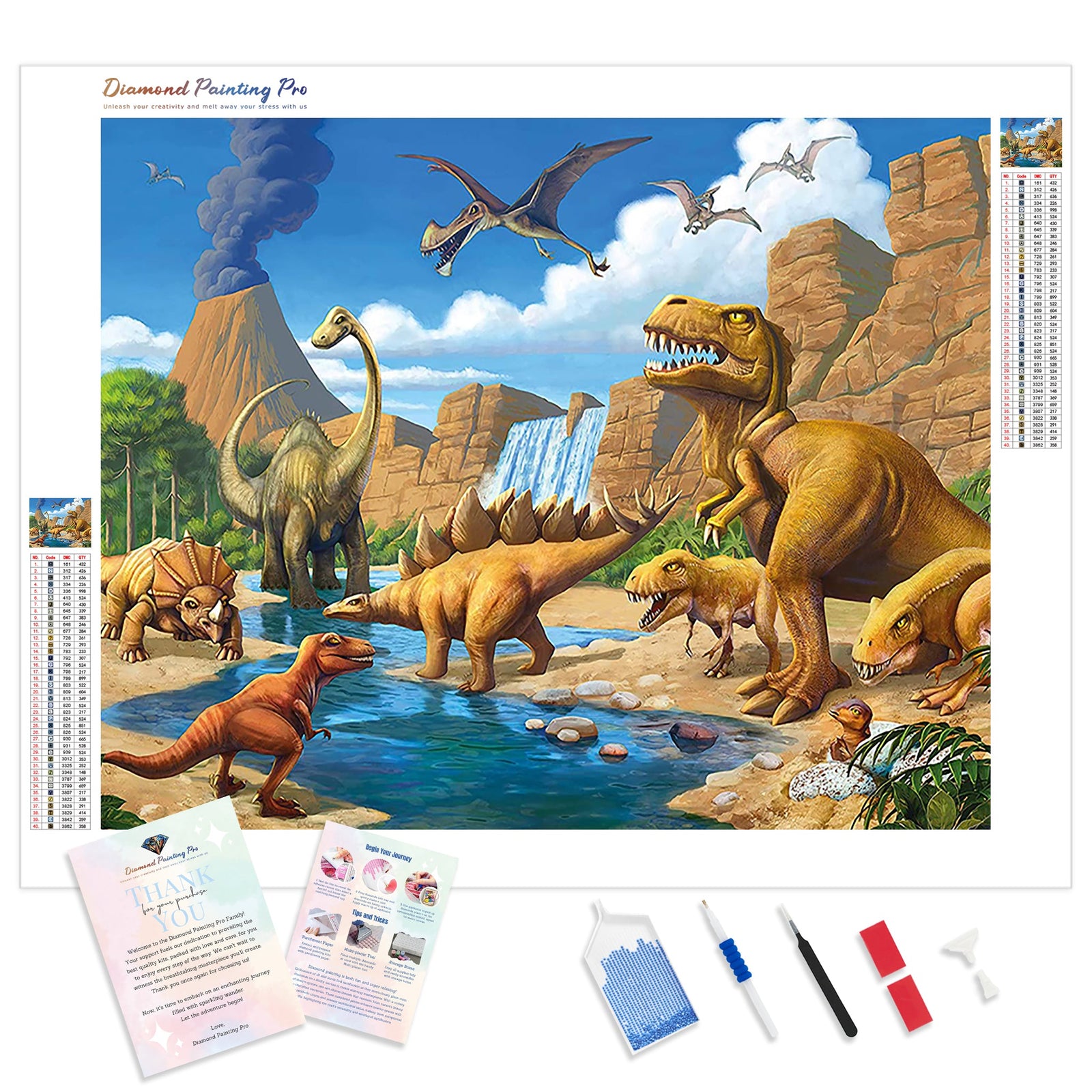 Dinosaurs | Diamond Painting Kit - Full Drill - Square or Round Diamonds with AB Drills Option