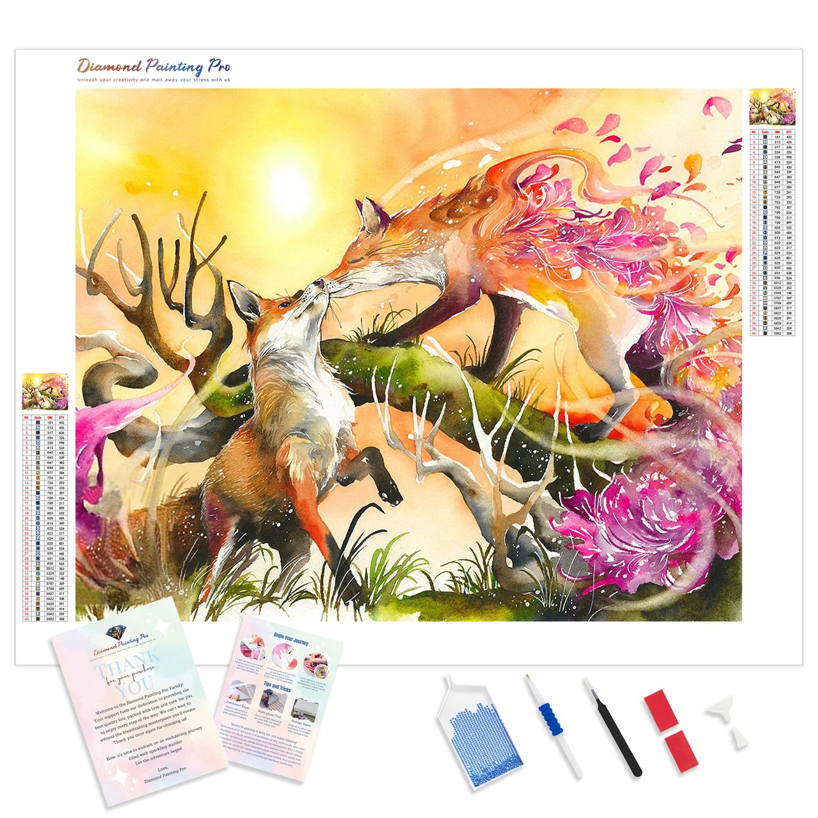 Colorful Fox | Diamond Painting Kit - Full Drill - Square or Round Diamonds with AB Drills Option