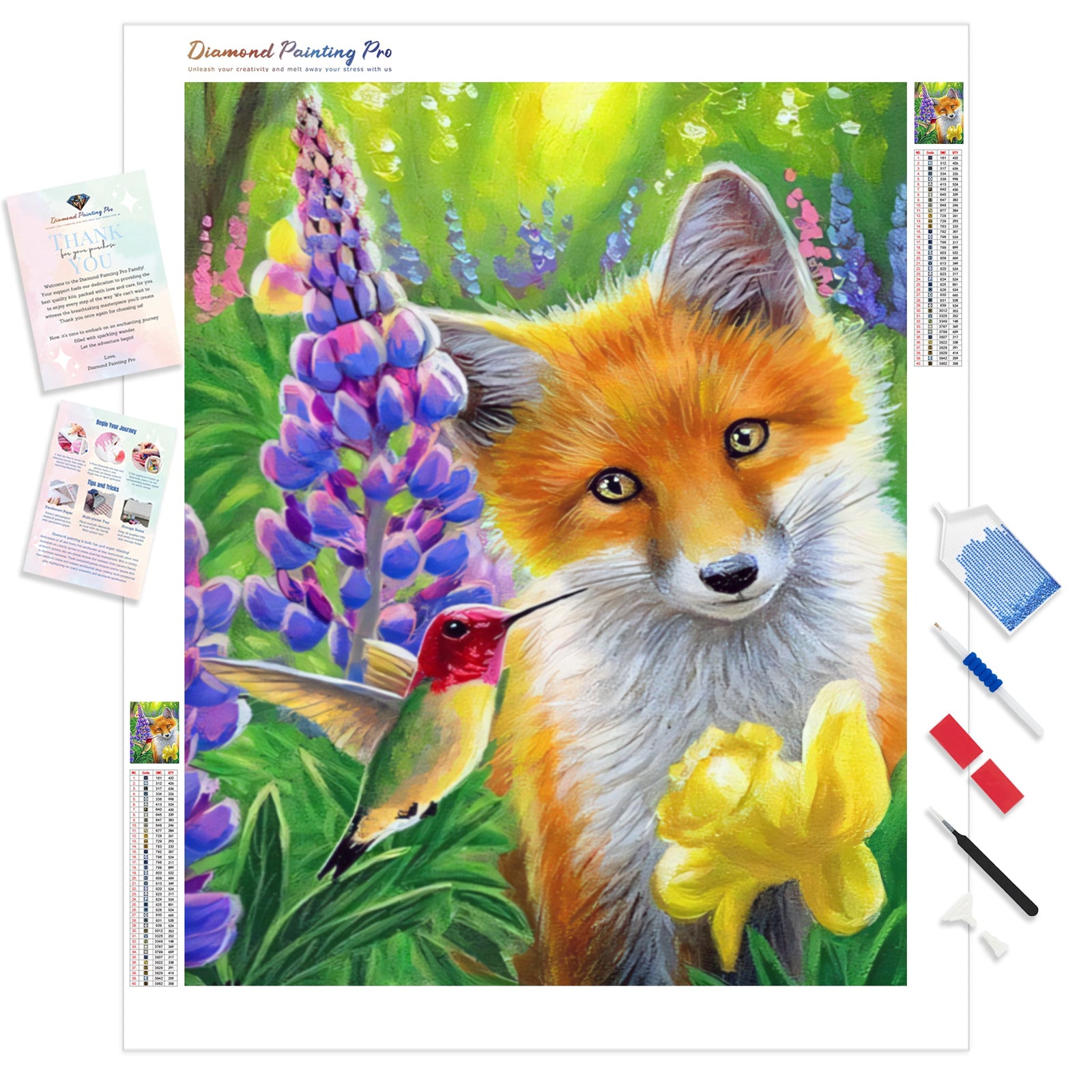 Cute Fox | Diamond Painting Kit - Full Drill - Square or Round Diamonds with AB Drills Option