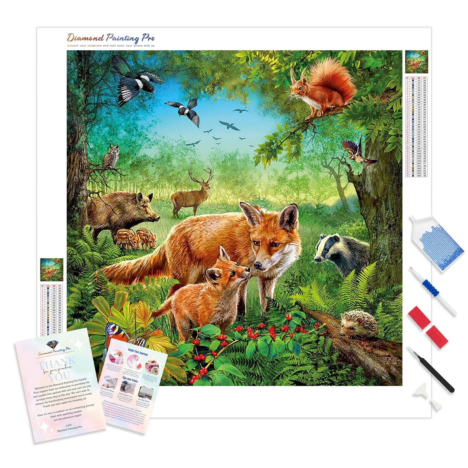 Forest Fox Squirrarl | Diamond Painting Kit - Full Drill - Square or Round Diamonds with AB Drills Option