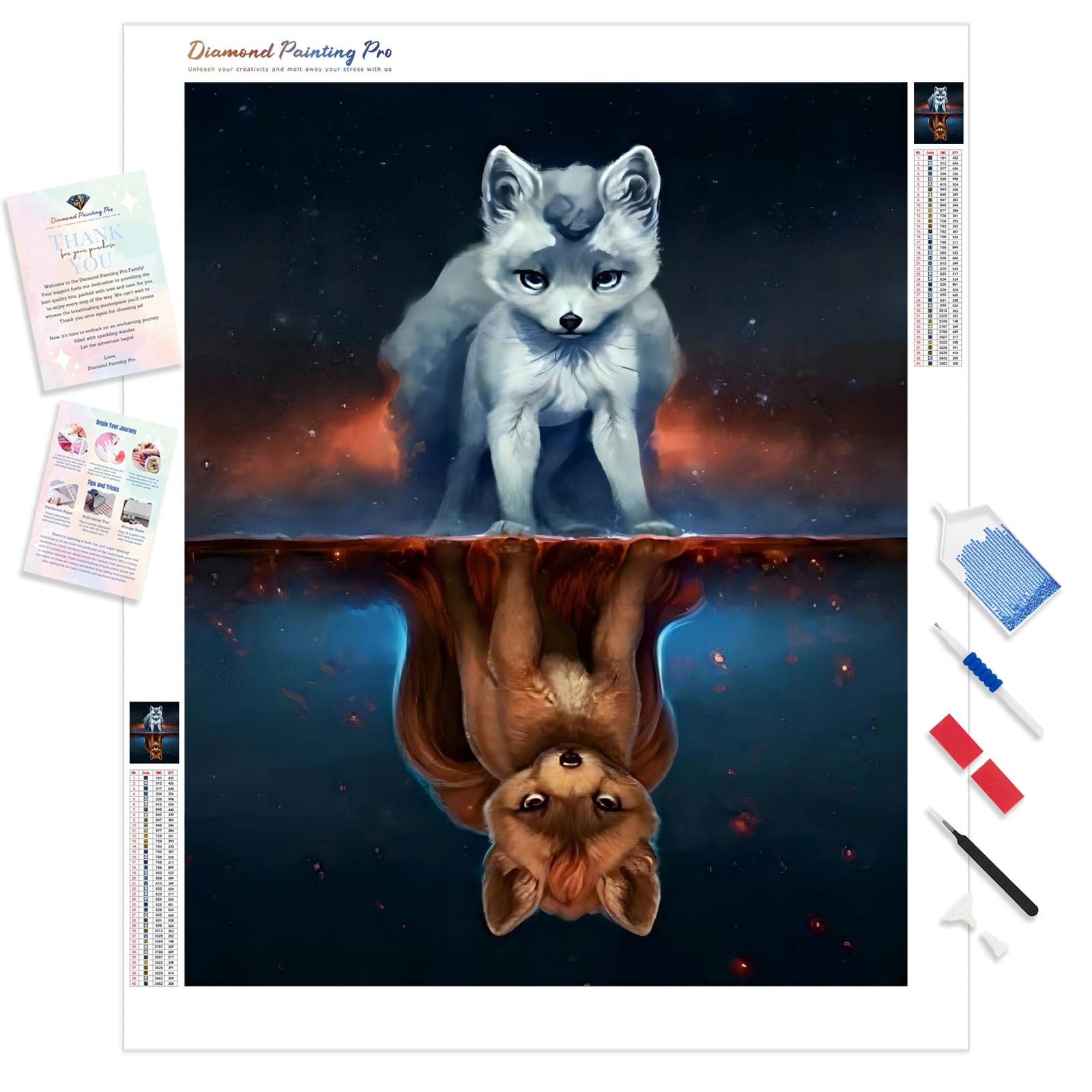 Fox Reflections | Diamond Painting Kit - Full Drill - Square or Round Diamonds with AB Drills Option