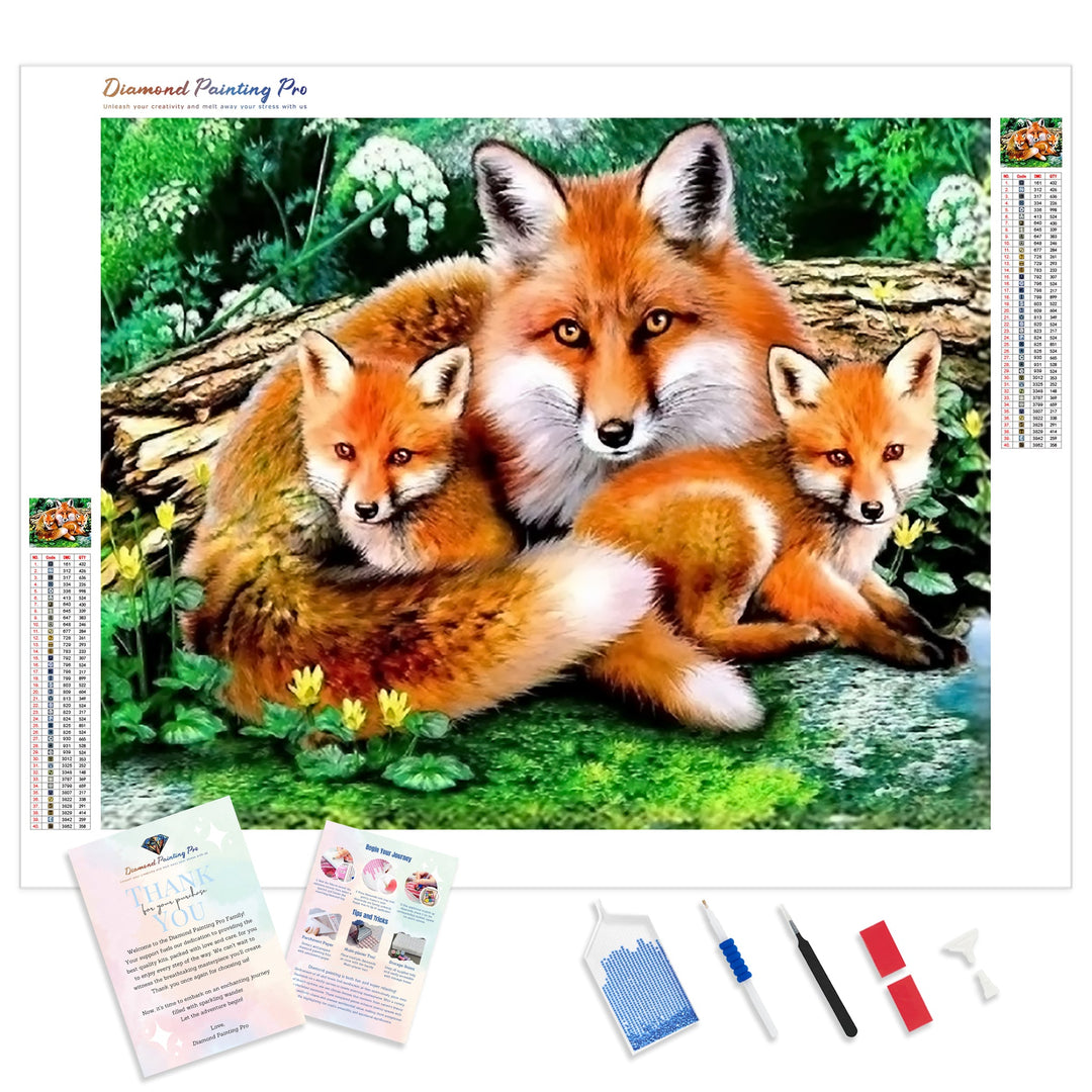 Foxes | Diamond Painting Kit - Full Drill - Square or Round Diamonds with AB Drills Option