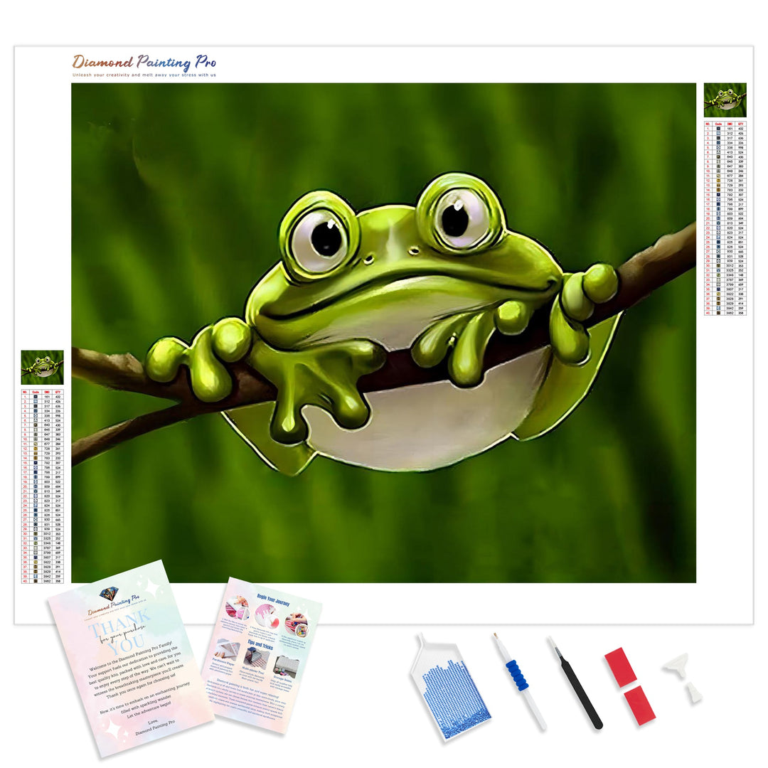 The Green Frog | Diamond Painting Kit - Full Drill - Square or Round Diamonds with AB Drills Option