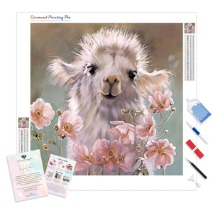 Lamb and Flowers | Diamond Painting