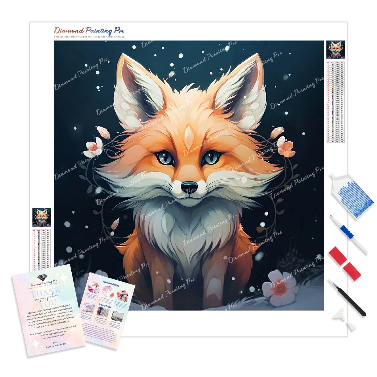 Snowy Fox's Secret | Diamond Painting Kit - Full Drill - Square or Round Diamonds with AB Drills Option