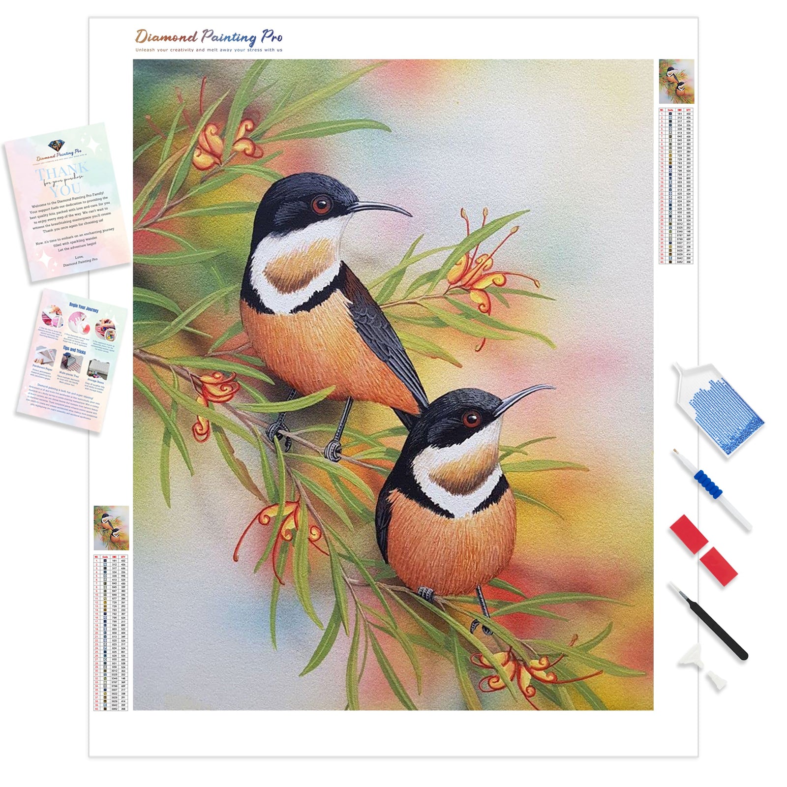 Eastern Spinebills | Diamond Painting Kit - Full Drill - Square or Round Diamonds with AB Drills Option