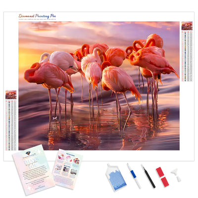 Wavy Flamingos | Diamond Painting Kit - Full Drill - Square or Round Diamonds with AB Drills Option