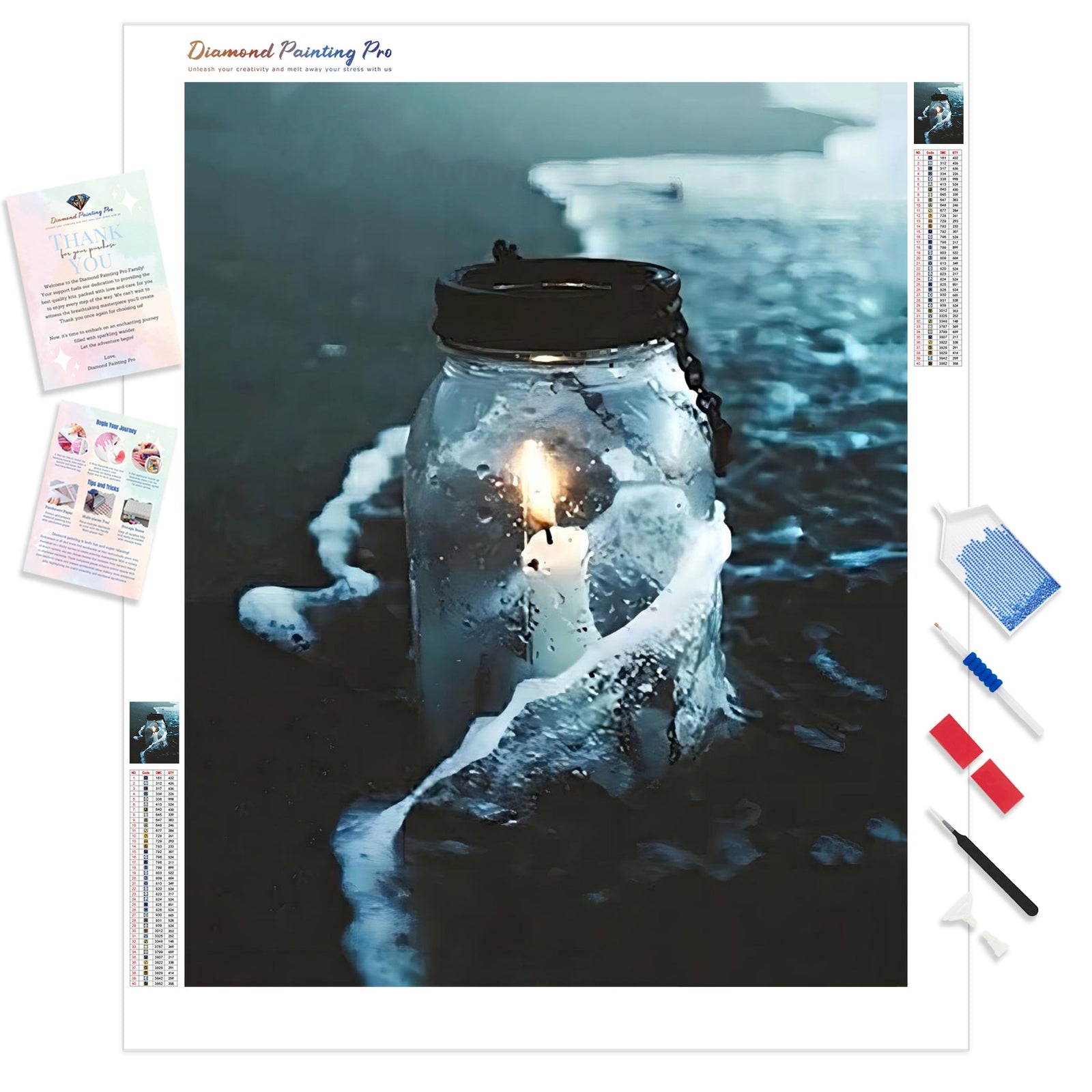 Bottled Fairy Light On Beach | Diamond Painting Kit - Full Drill - Square or Round Diamonds with AB Drills Option