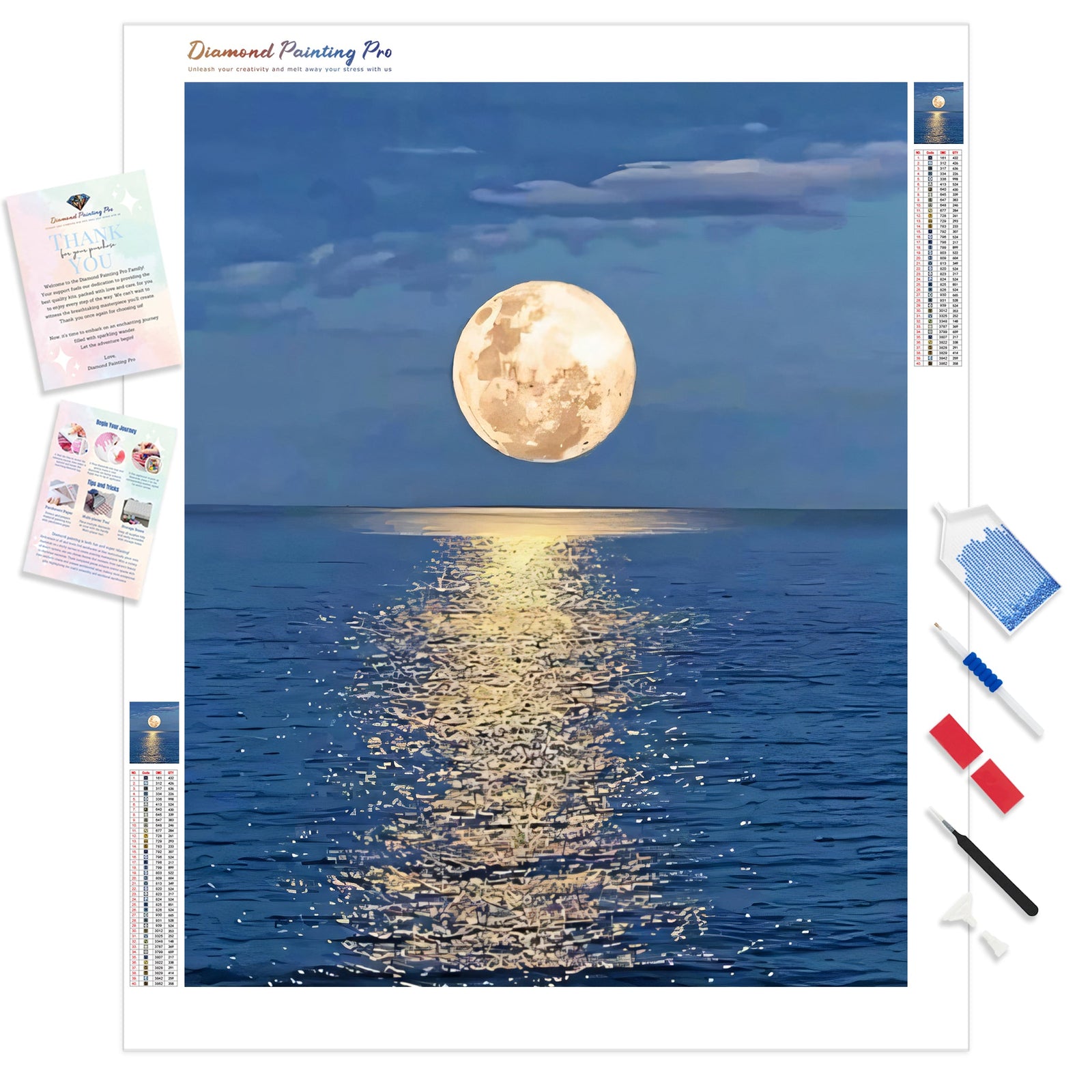 Moonlight Beach | Diamond Painting Kit - Full Drill - Square or Round Diamonds with AB Drills Option