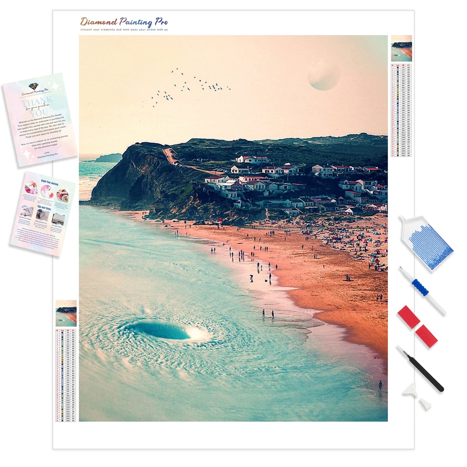 Hurricane Beach | Diamond Painting Kit - Full Drill - Square or Round Diamonds with AB Drills Option