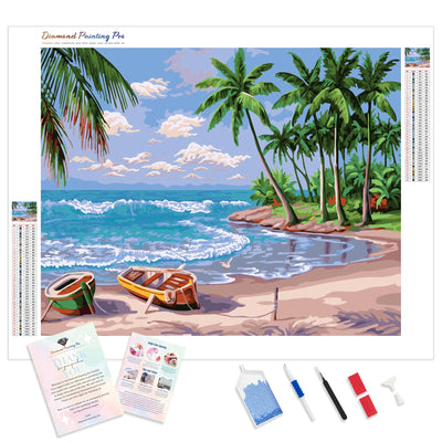 Ship Hawaii Beach | Diamond Painting Kit - Full Drill - Square or Round Diamonds with AB Drills Option