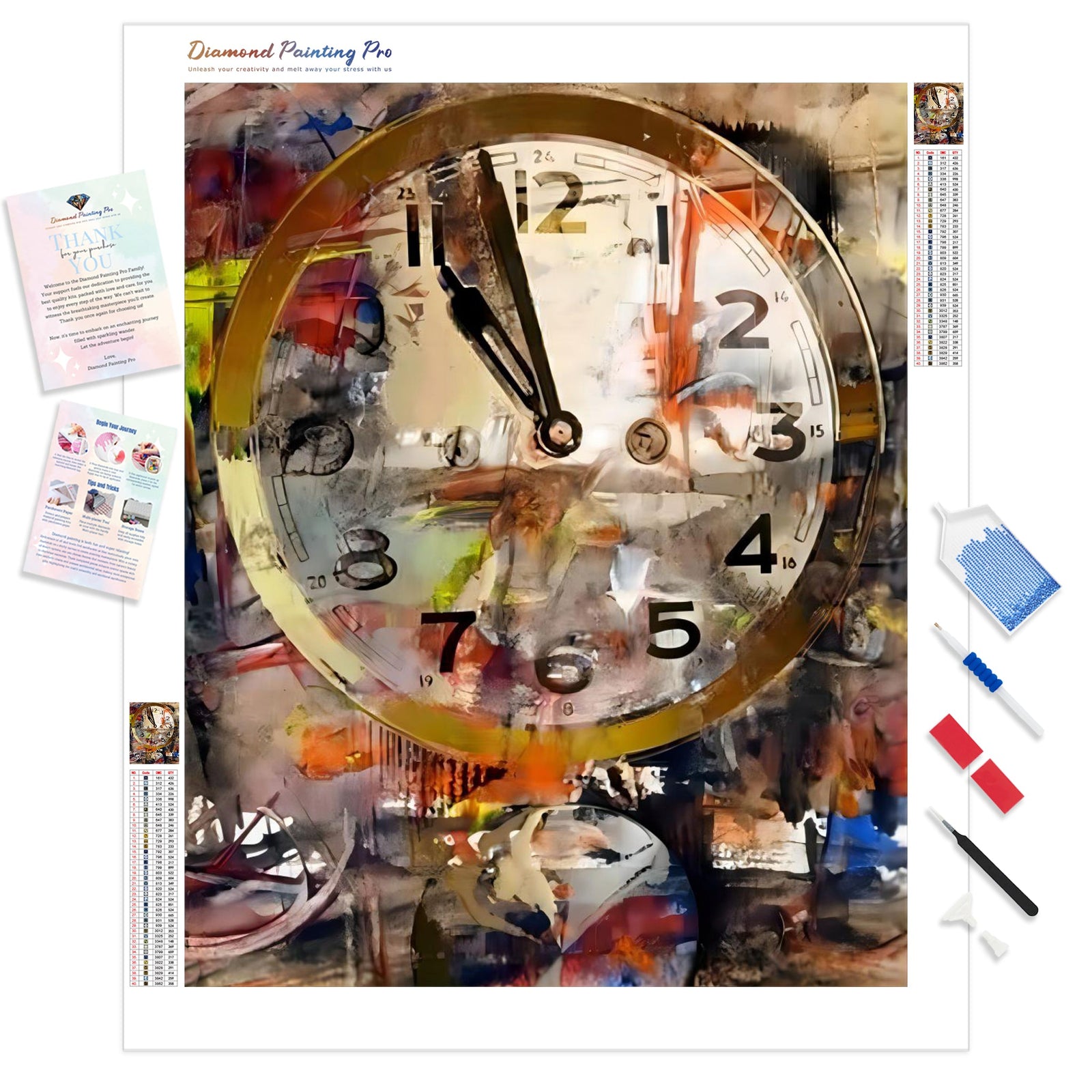 Clock | Diamond Painting Kit - Full Drill - Square or Round Diamonds with AB Drills Option