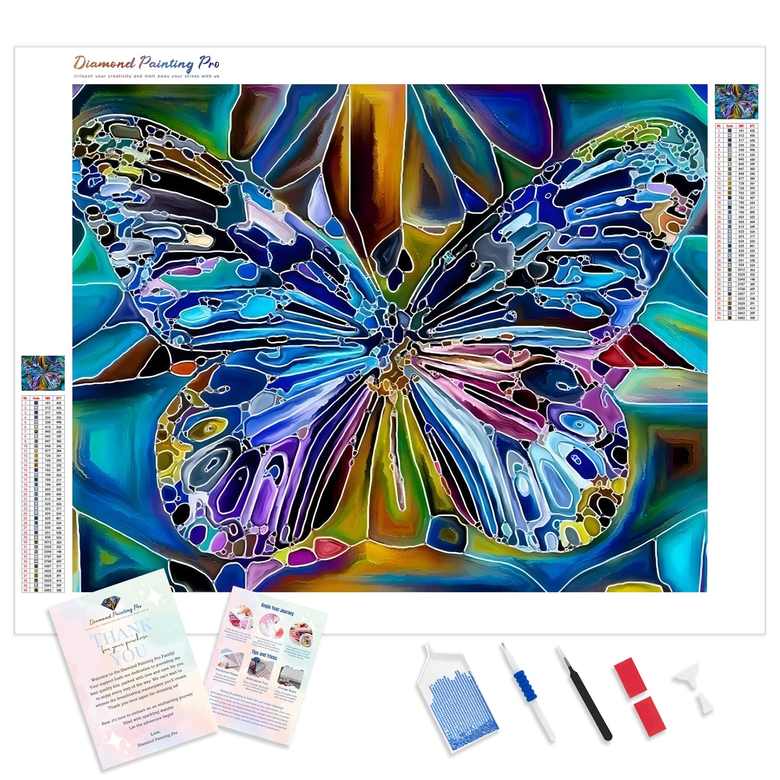 Multicolored Psychedelic Butterfly | Diamond Painting Kit - Full Drill - Square or Round Diamonds with AB Drills Option