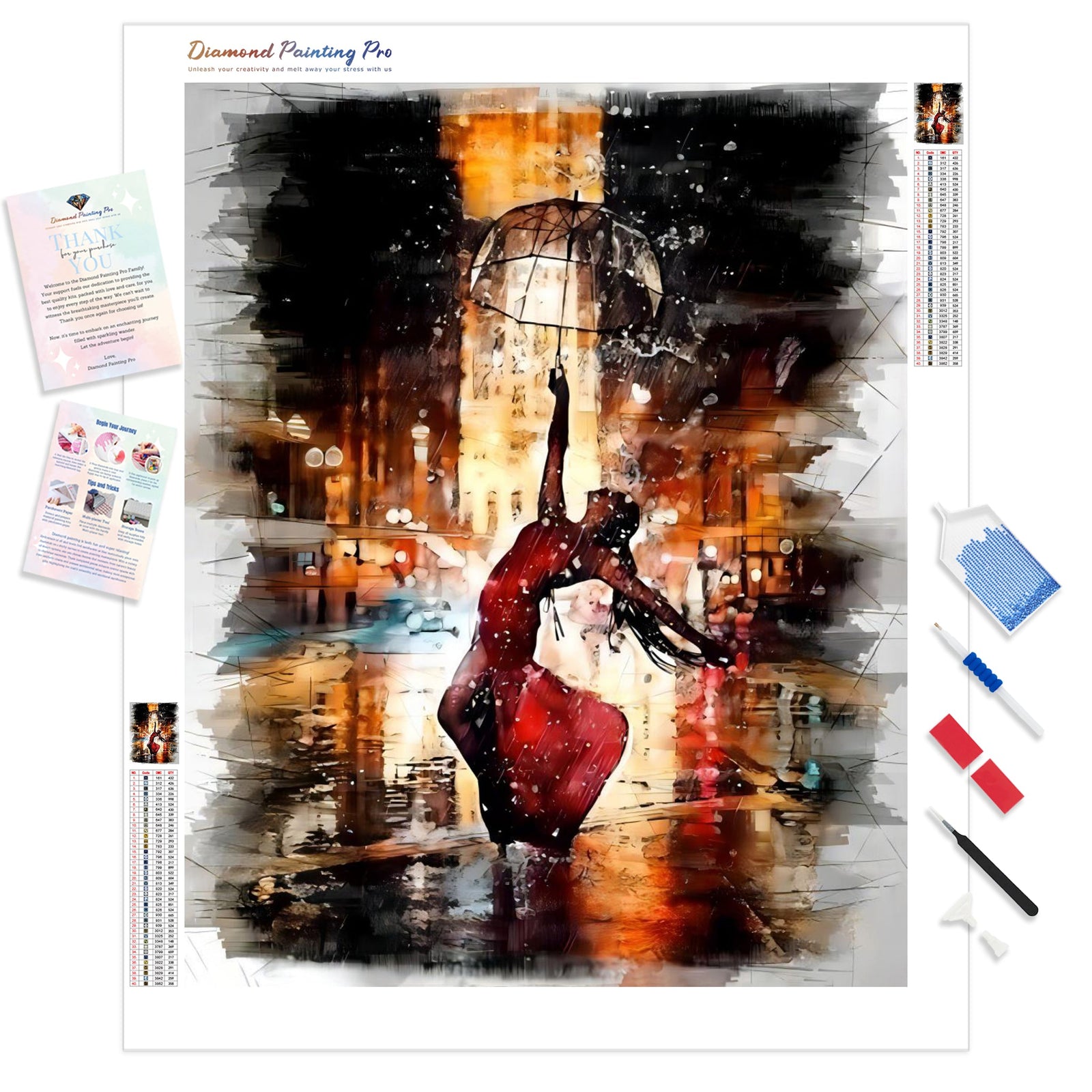 Rainy Night Dance | Diamond Painting Kit - Full Drill - Square or Round Diamonds with AB Drills Option