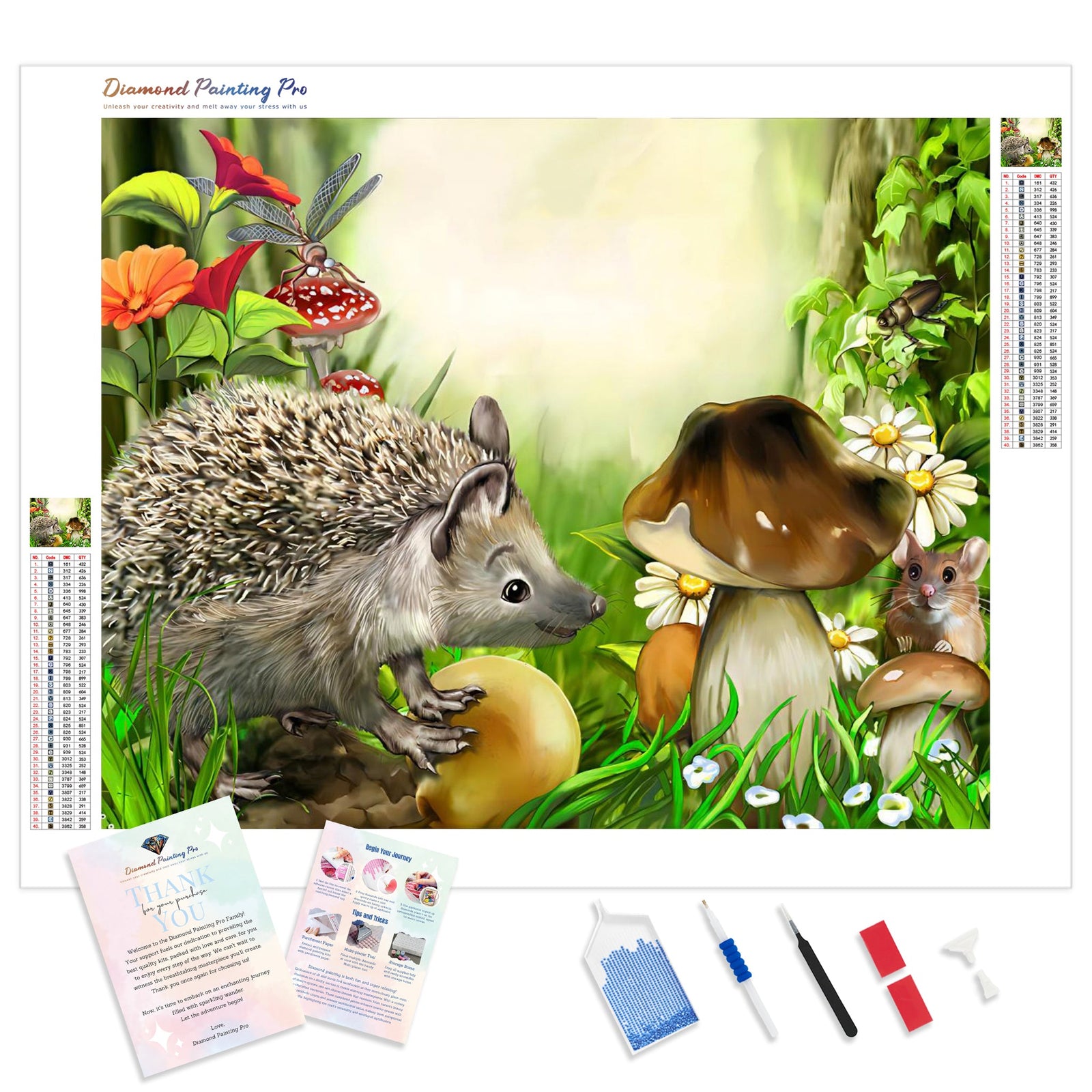 Hedgehog and Wood Mouse | Diamond Painting Kit - Full Drill - Square or Round Diamonds with AB Drills Option