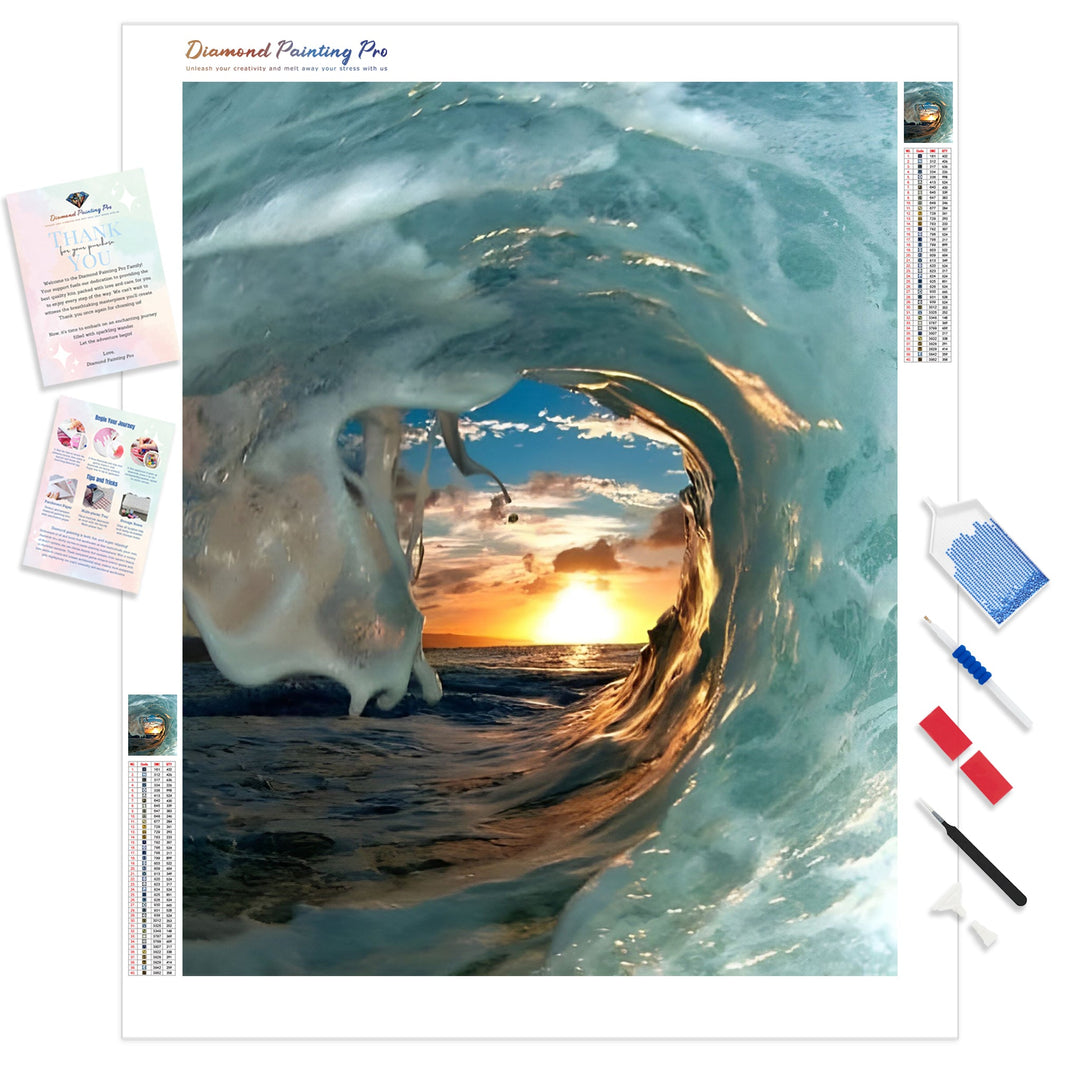 Ocean Wave Crashing | Diamond Painting Kit - Full Drill - Square or Round Diamonds with AB Drills Option