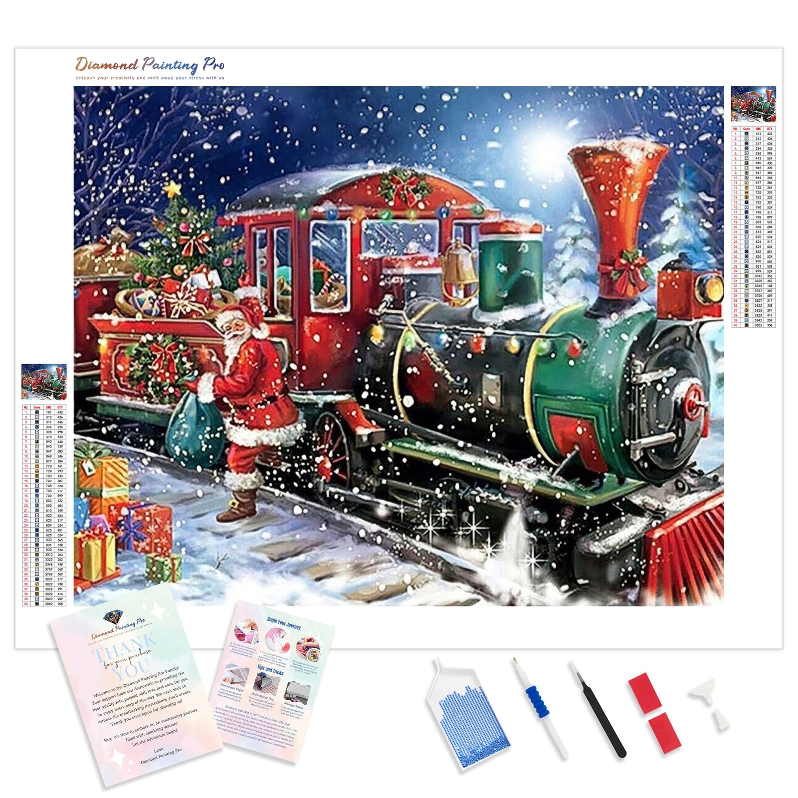 Christmas Santa Claus Train | Diamond Painting Kit - Full Drill - Square or Round Diamonds with AB Drills Option