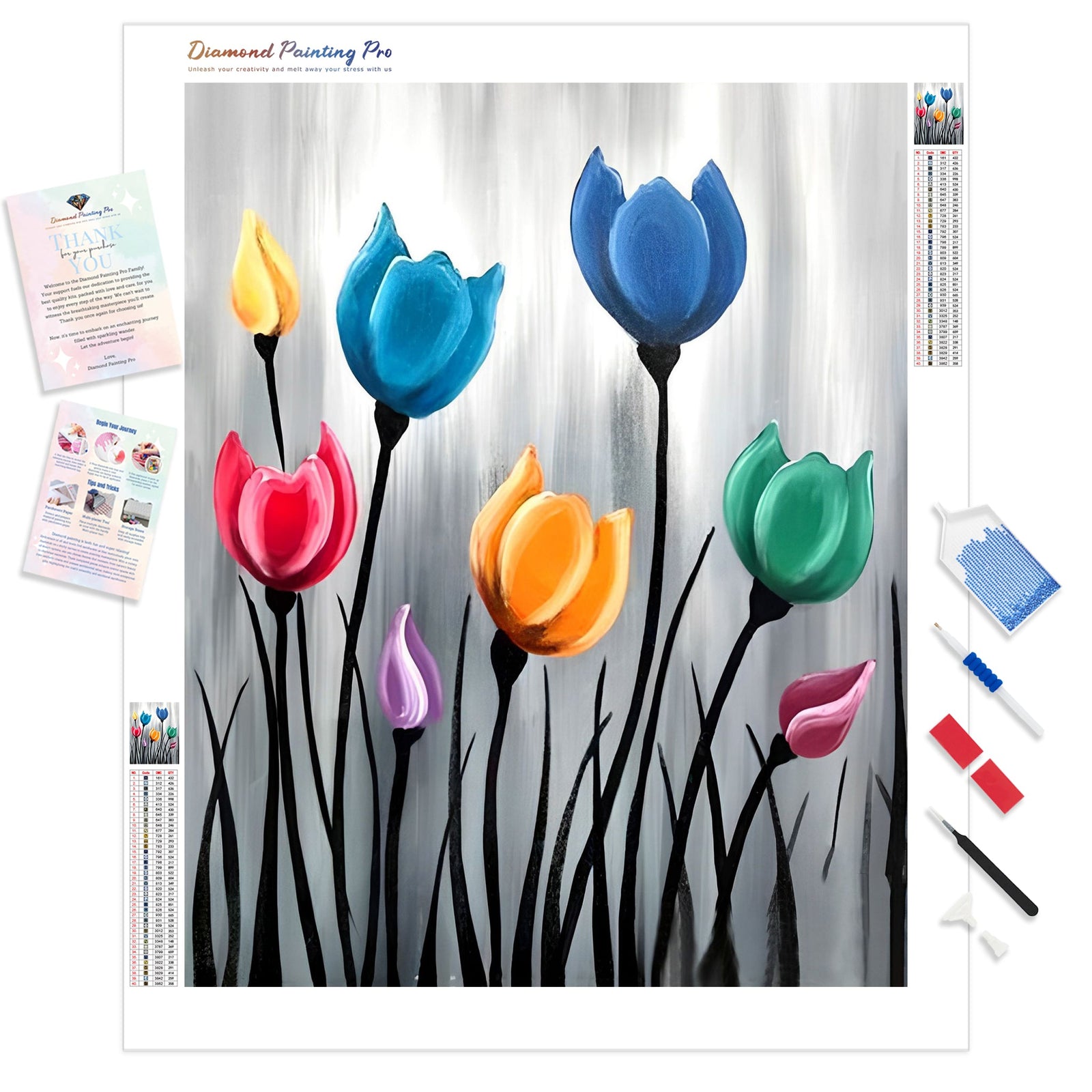 Tulips | Diamond Painting Kit - Full Drill - Square or Round Diamonds with AB Drills Option