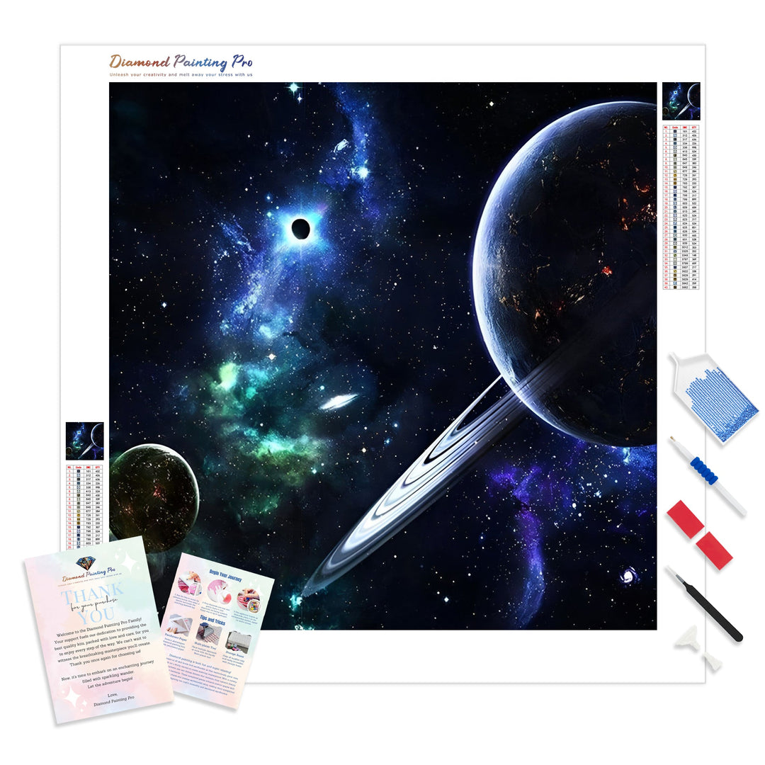 Galaxy and Blackhole | Diamond Painting Kit - Full Drill - Square or Round Diamonds with AB Drills Option