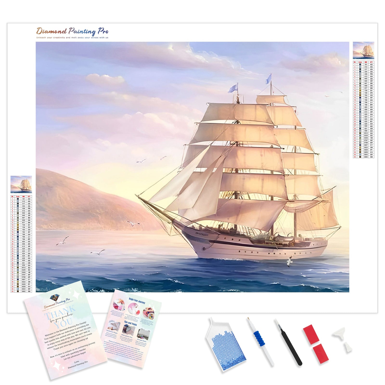 Boat at Sail | Diamond Painting Kit - Full Drill - Square or Round Diamonds with AB Drills Option