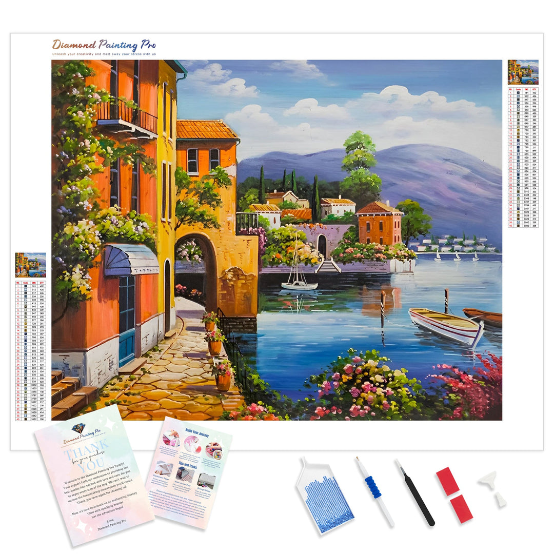 Dream Coastal City Landscape | Diamond Painting Kit - Full Drill - Square or Round Diamonds with AB Drills Option