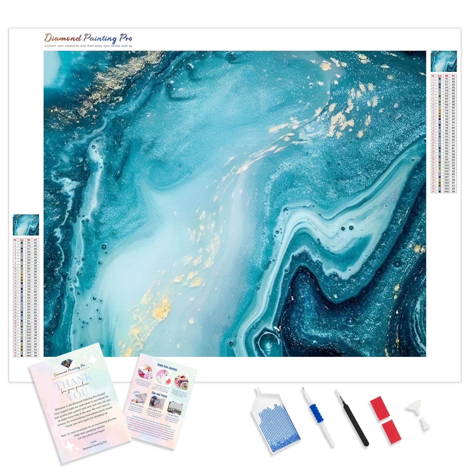 Abstract Ocean | Diamond Painting Kit - Full Drill - Square or Round Diamonds with AB Drills Option