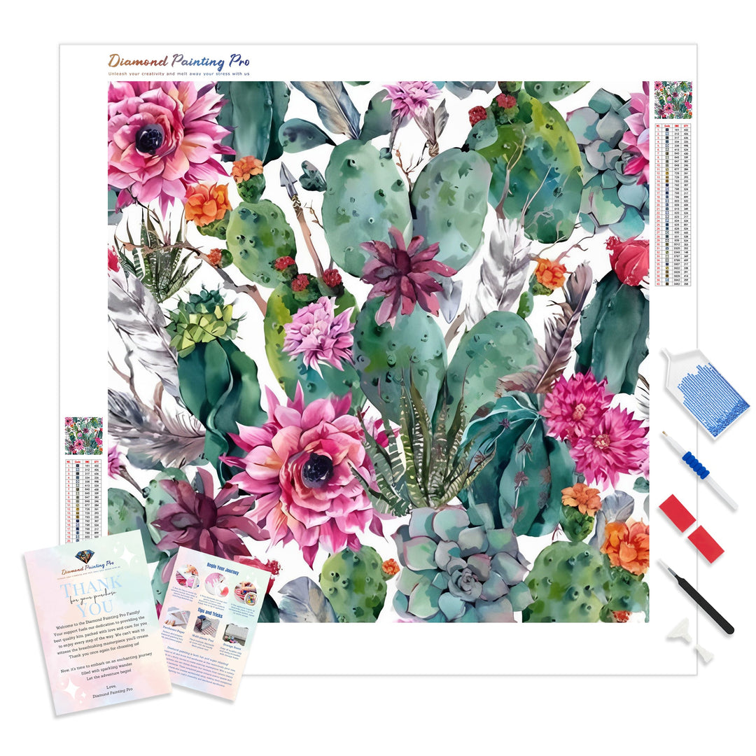 Cactus Flower | Diamond Painting Kit - Full Drill - Square or Round Diamonds with AB Drills Option