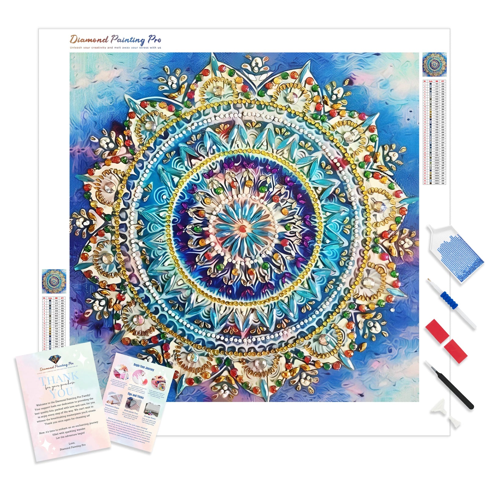 Crystal Abstract Mandalas | Diamond Painting Kit - Full Drill - Square or Round Diamonds with AB Drills Option