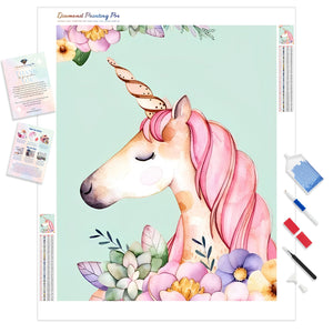 Colorful Cartoon Flower Unicorn | Diamond Painting