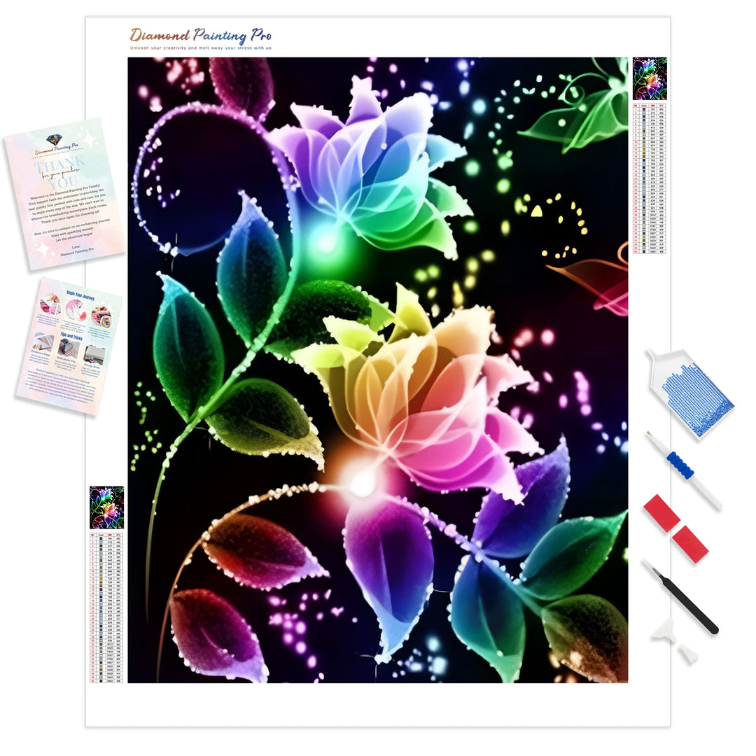 Modern Art Color Abstract Flowers | Diamond Painting Kit - Full Drill - Square or Round Diamonds with AB Drills Option