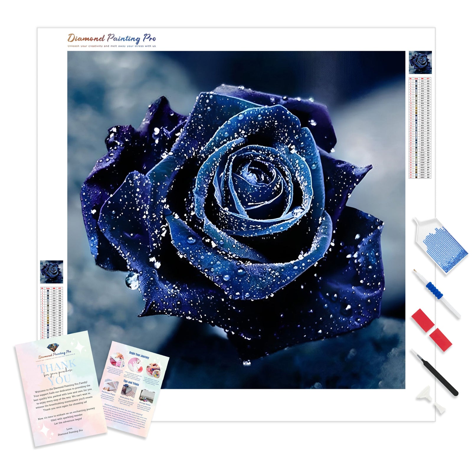 Blue Rose | Diamond Painting Kit - Full Drill - Square or Round Diamonds with AB Drills Option