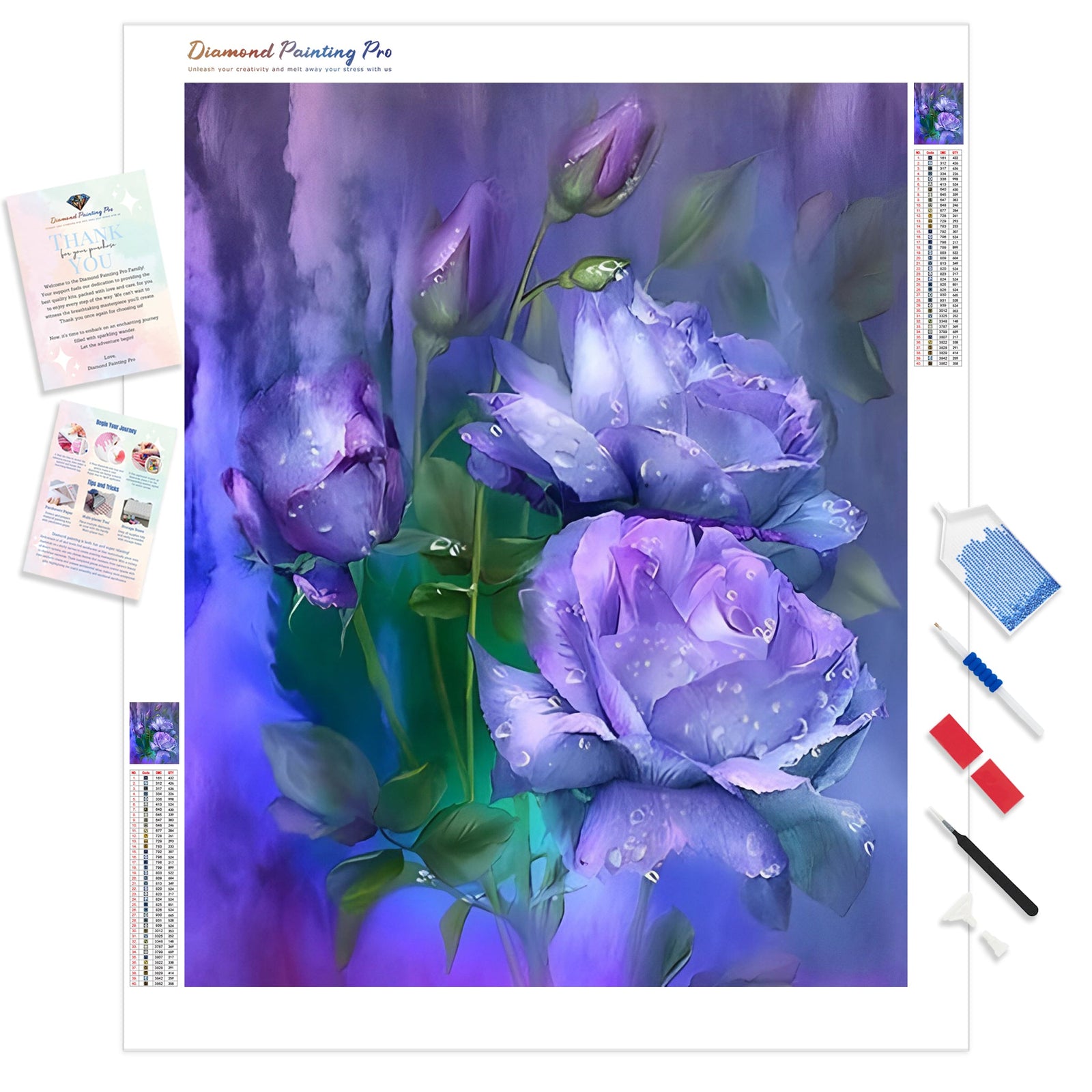 Beautiful Fantasy Colorful Shine Rose | Diamond Painting Kit - Full Drill - Square or Round Diamonds with AB Drills Option