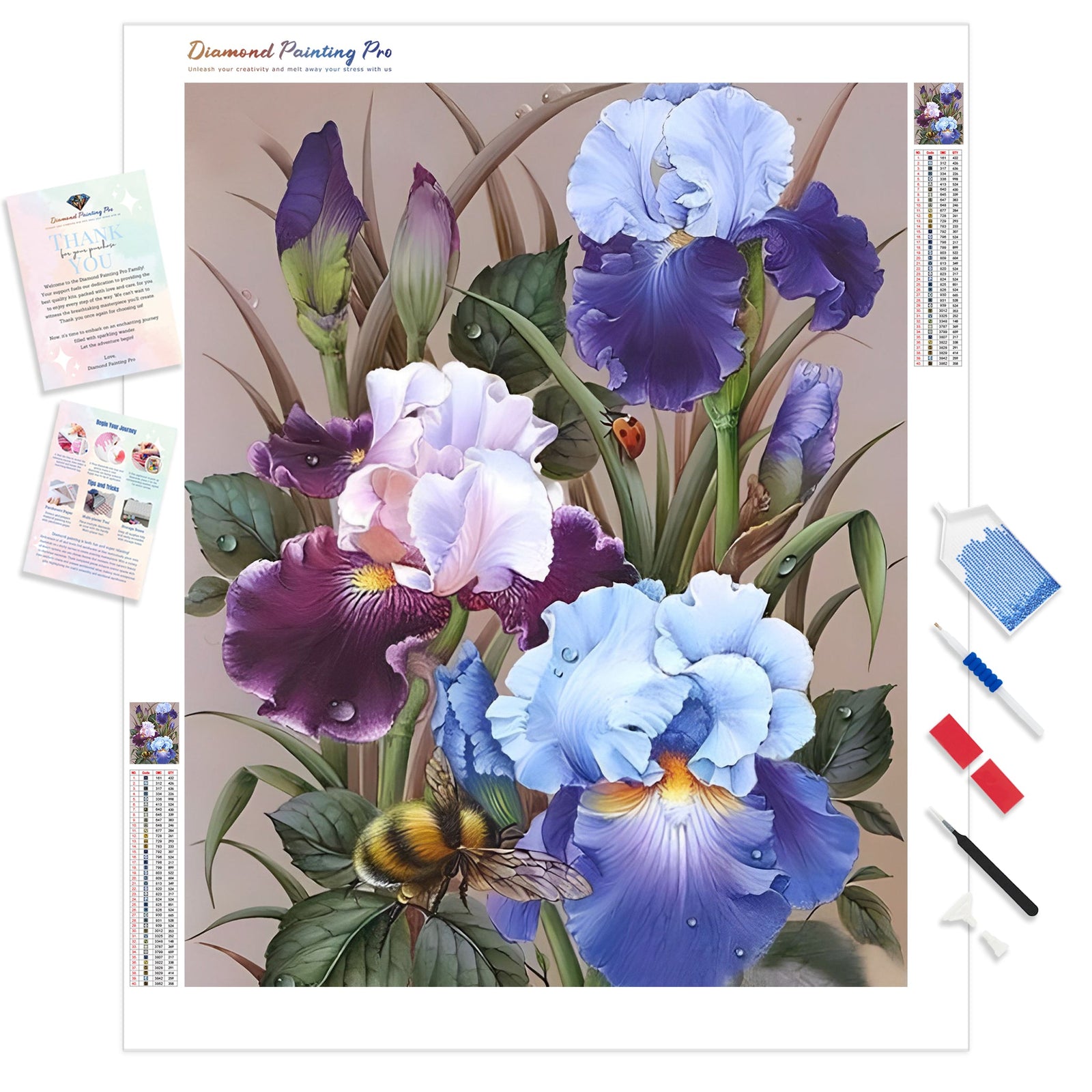 Purple Flowers | Diamond Painting Kit - Full Drill - Square or Round Diamonds with AB Drills Option