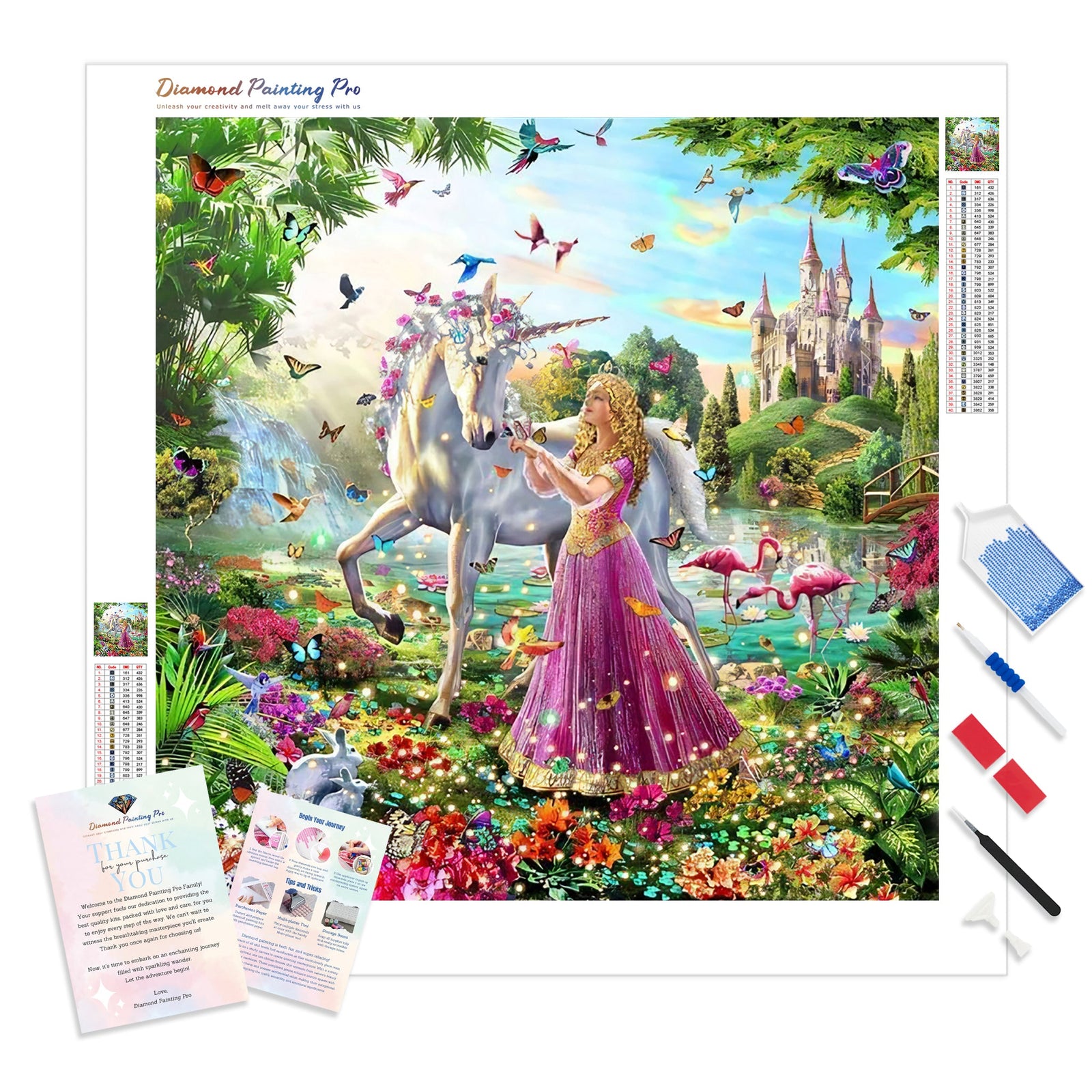 Castle Unicorn | Diamond Painting Kit - Full Drill - Square or Round Diamonds with AB Drills Option