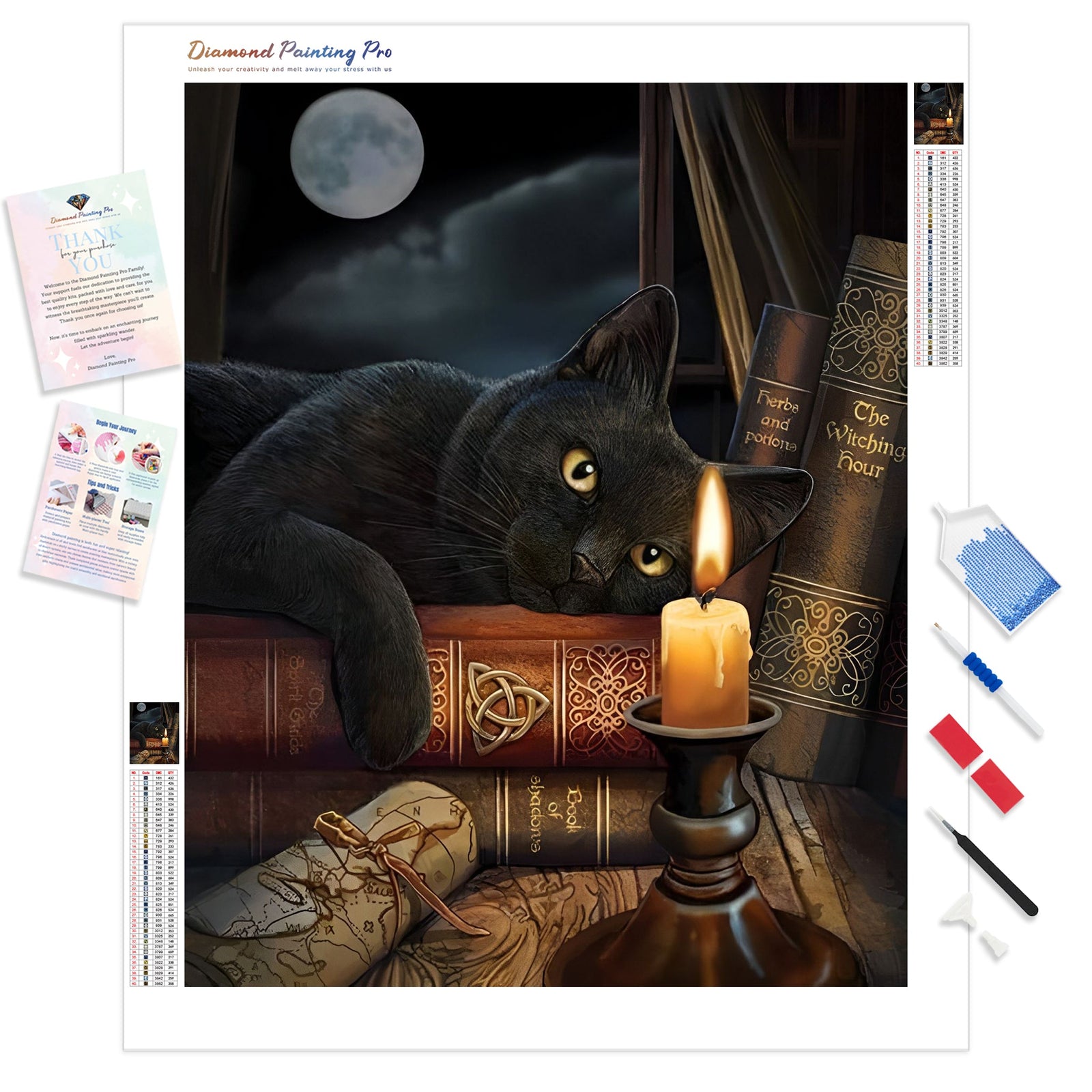 Thinking Black Cat Dress Up | Diamond Painting Kit - Full Drill - Square or Round Diamonds with AB Drills Option