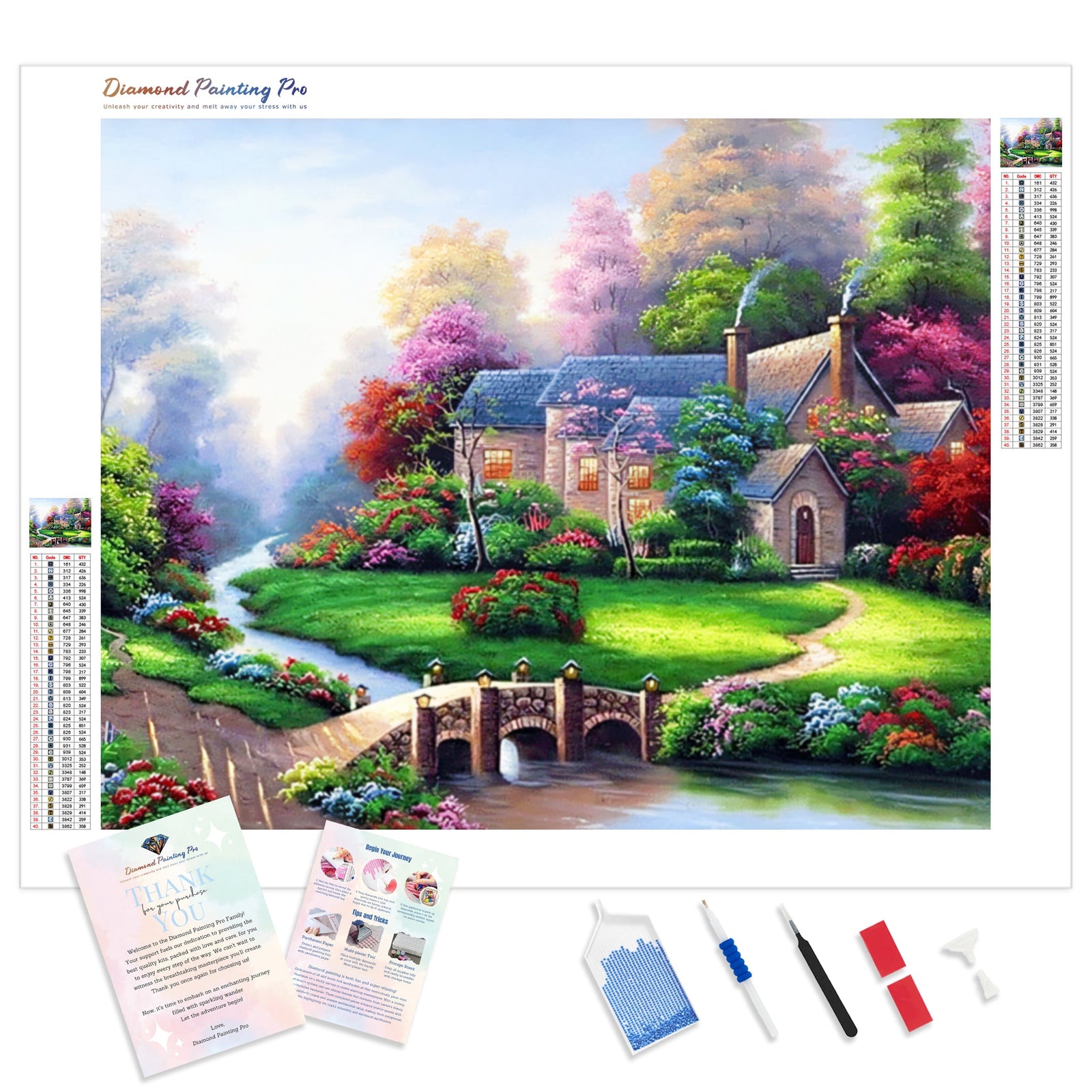 Spring Village Decor House | Diamond Painting Kit - Full Drill - Square or Round Diamonds with AB Drills Option