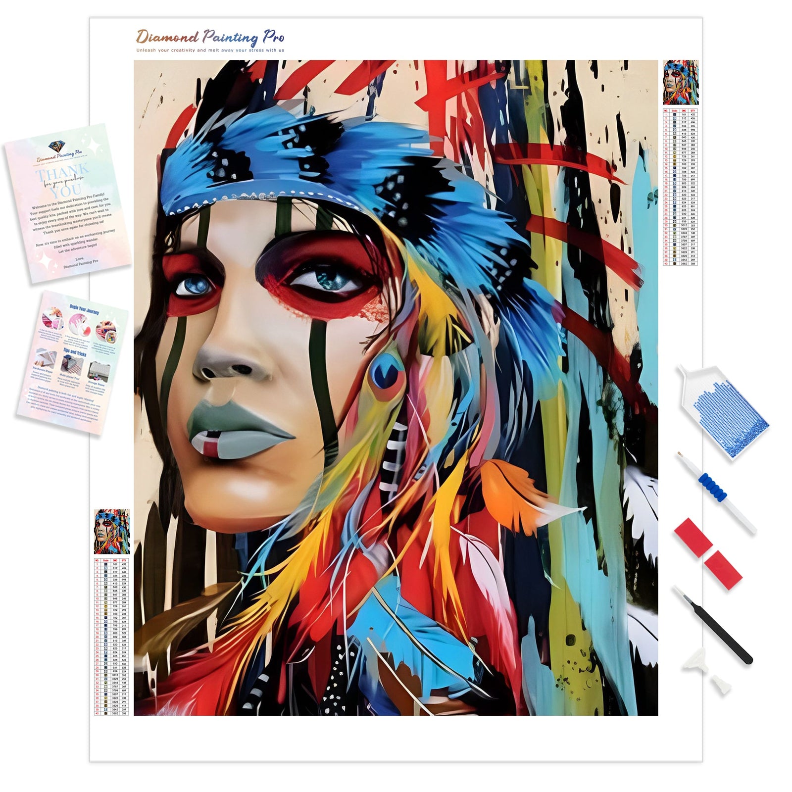 Modern Art Indian Style Portrait | Diamond Painting Kit - Full Drill - Square or Round Diamonds with AB Drills Option