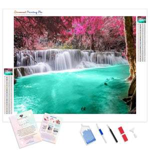 Pure Tree Waterfalls Lake | Diamond Painting