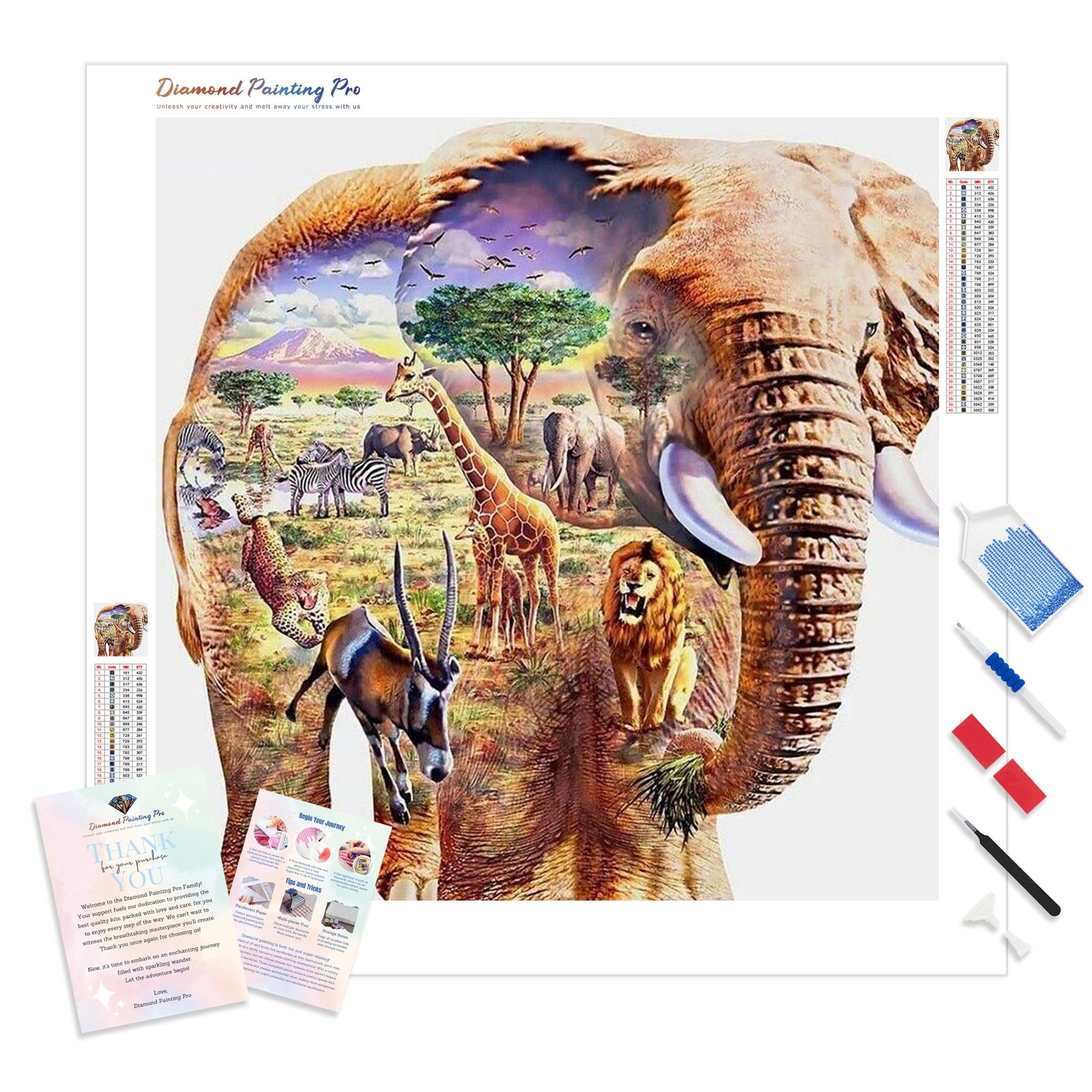 Modern Art Elephant | Diamond Painting Kit - Full Drill - Square or Round Diamonds with AB Drills Option