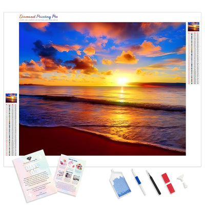 Fantastic Sunset Sea Beach Summer | Diamond Painting Kit - Full Drill - Square or Round Diamonds with AB Drills Option