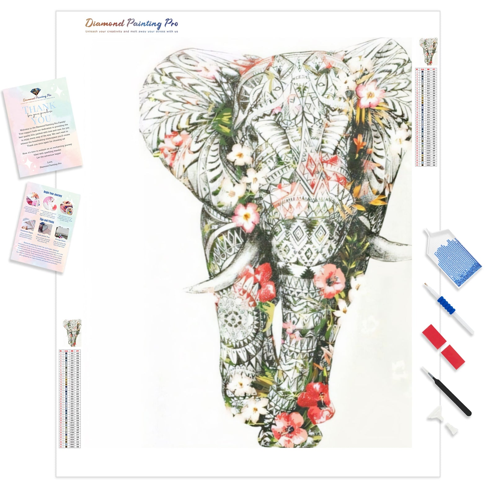 Bedazzled Special Colorful Elephant | Diamond Painting Kit - Full Drill - Square or Round Diamonds with AB Drills Option