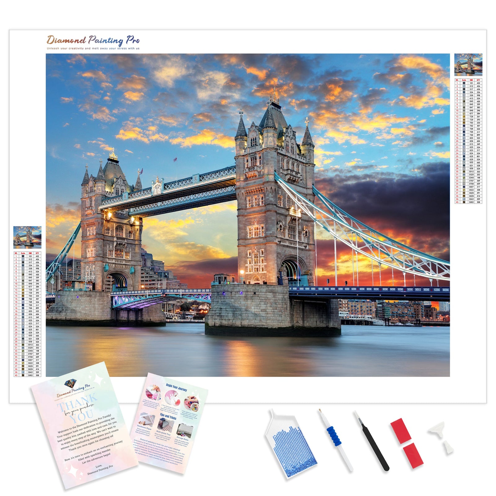 London Bridge Scene | Diamond Painting Kit - Full Drill - Square or Round Diamonds with AB Drills Option