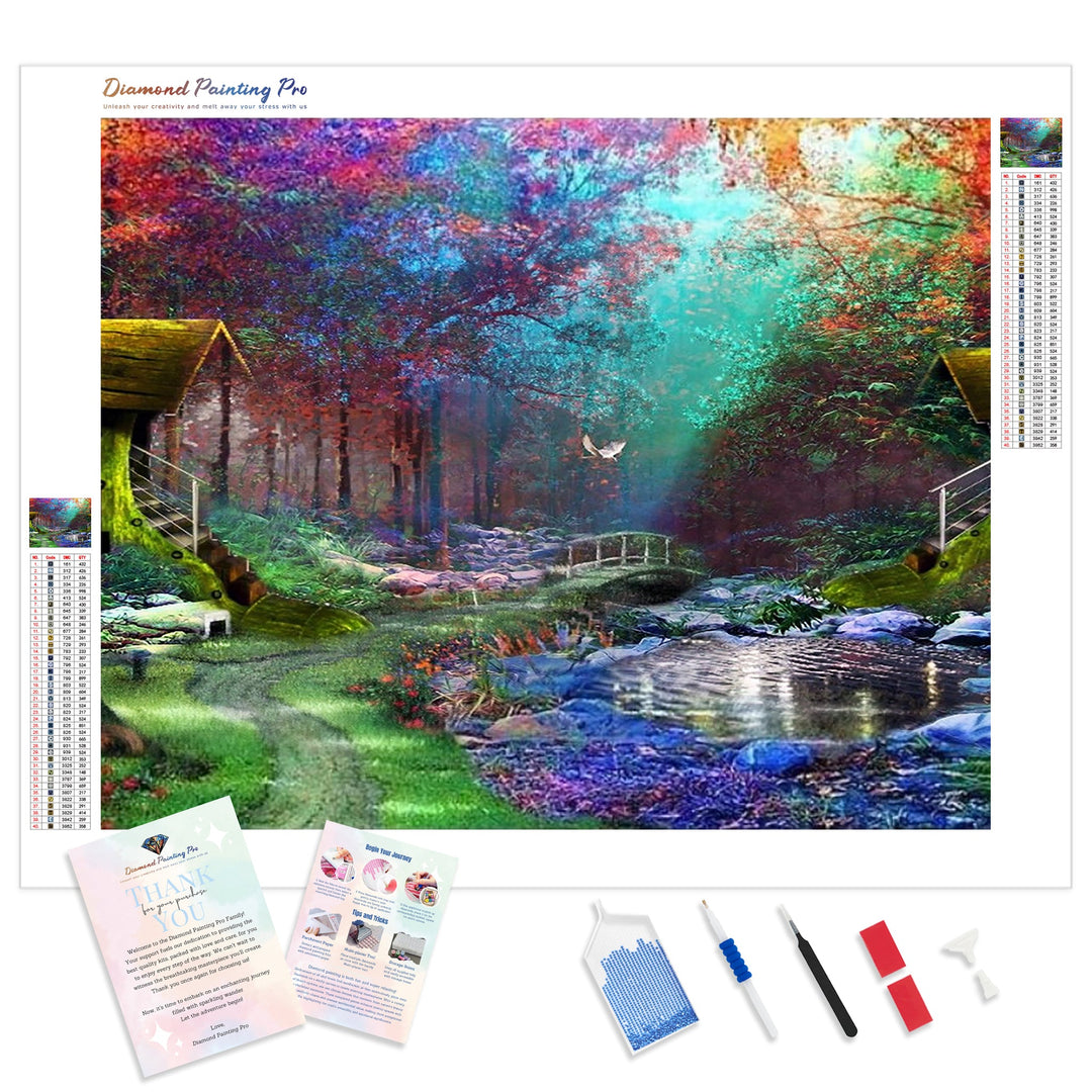 Dream Landscape Nature Forest Cottage | Diamond Painting Kit - Full Drill - Square or Round Diamonds with AB Drills Option