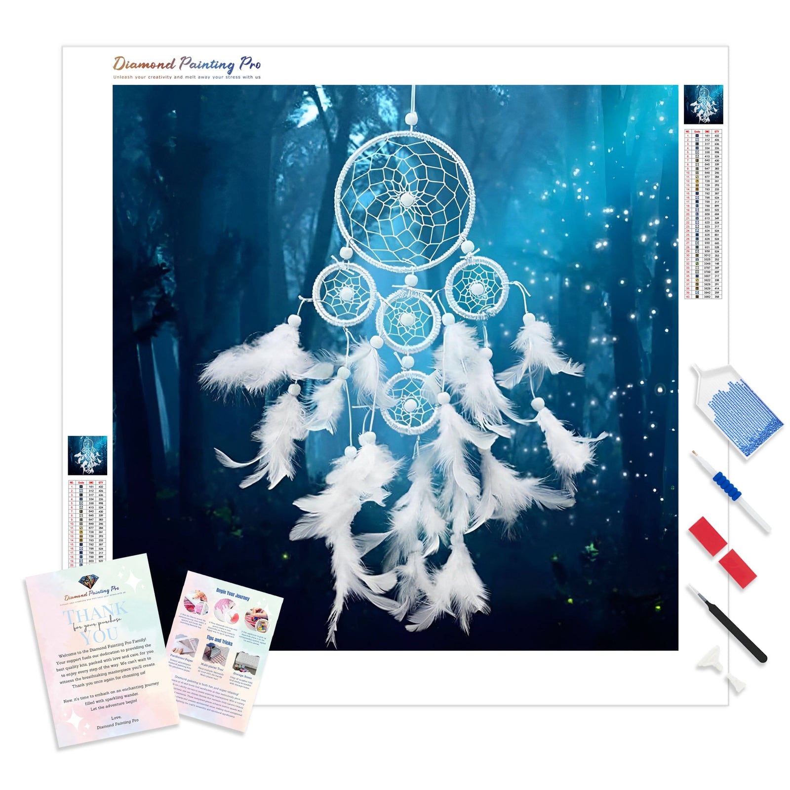 Dream Catcher White Feathers | Diamond Painting Kit - Full Drill - Square or Round Diamonds with AB Drills Option