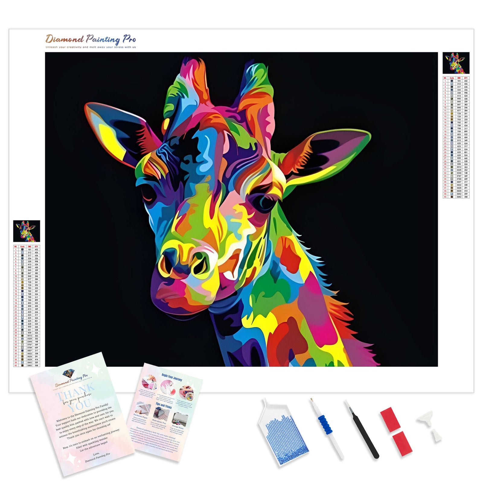 Colorful Giraffe | Diamond Painting Kit - Full Drill - Square or Round Diamonds with AB Drills Option