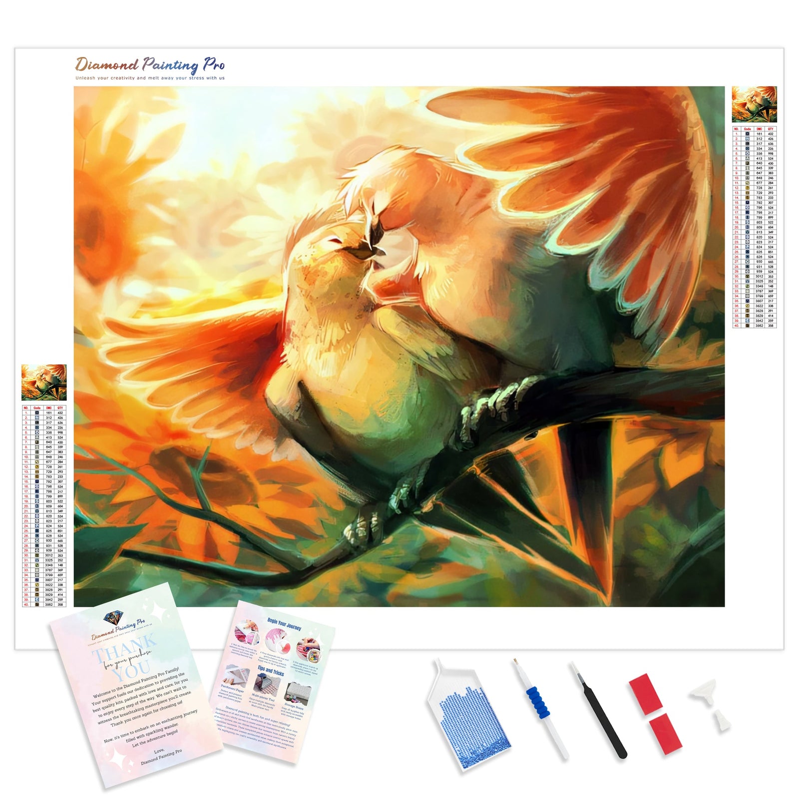 Bird couple | Diamond Painting Kit - Full Drill - Square or Round Diamonds with AB Drills Option